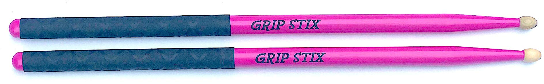 Grip Stix 16 Long Heavyweight 4.5 Oz Hickory Non-Slip Pink With Black Drumsticks - Ideal For All Drumming, Workout, Aerobics, Ca