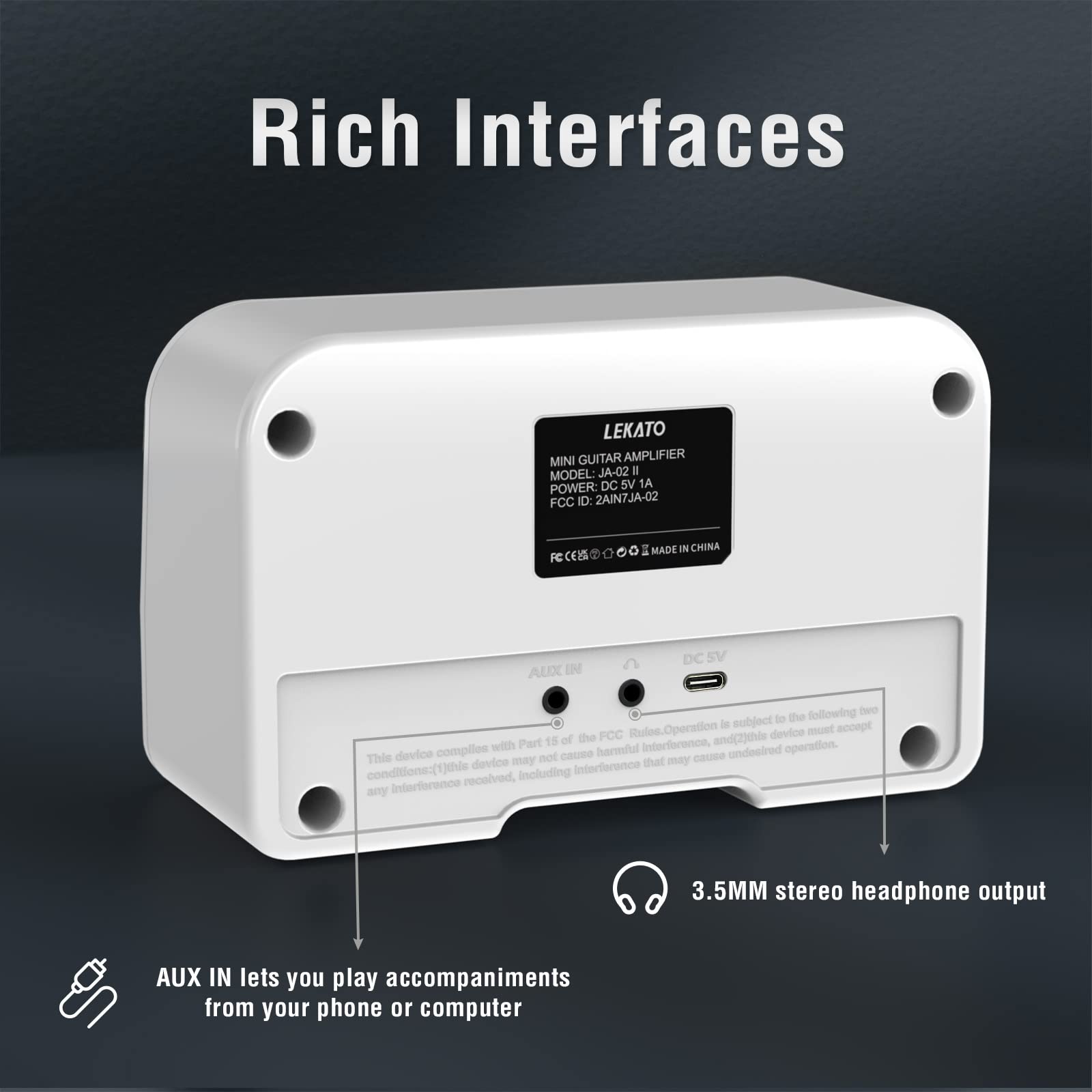 Lekato Mini Guitar Amp, 5W Rechargeable Electric Amplifier For Guitar, Clean&Overdrive Effects Bluetooth Amp Portable For Daily