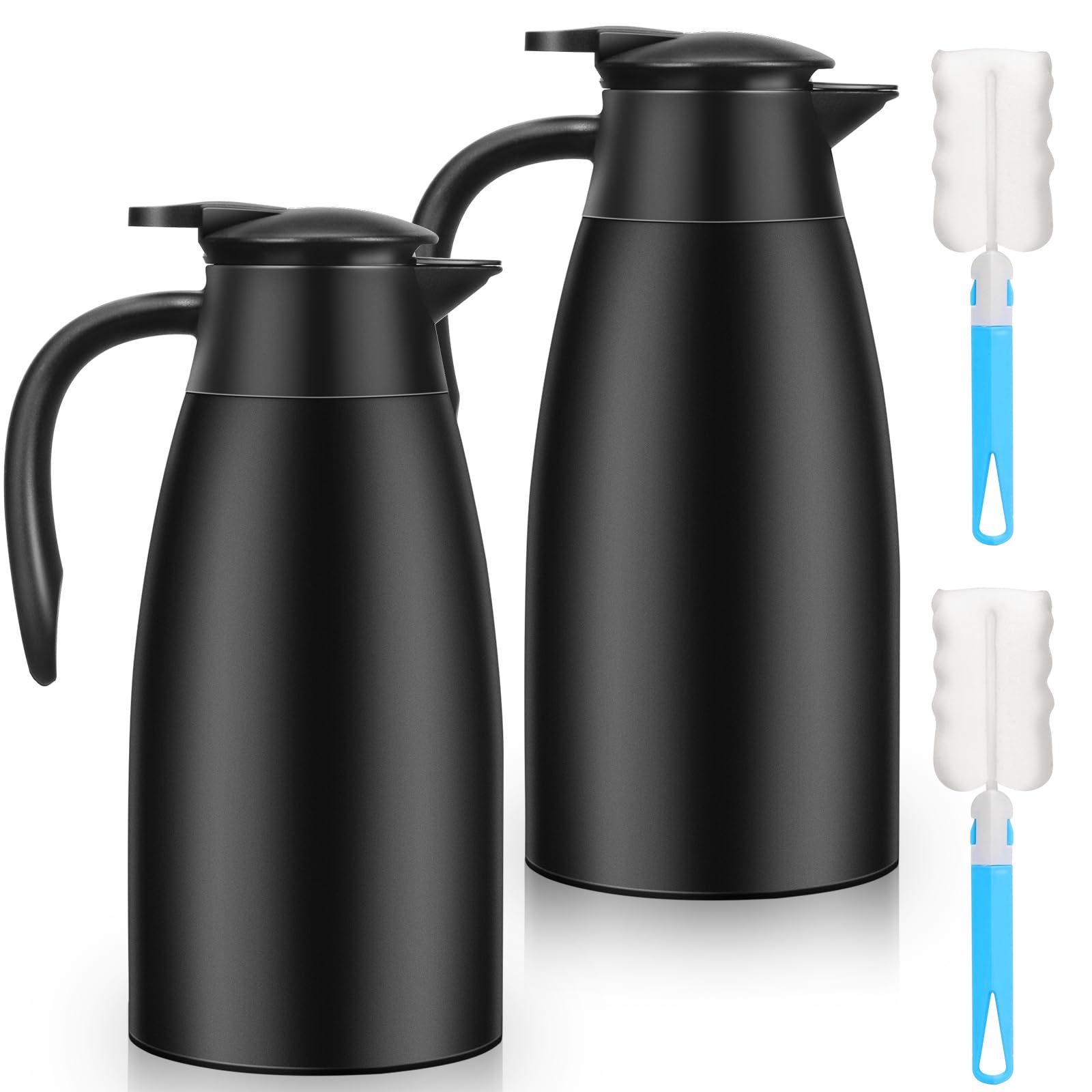 68 Oz Thermal Coffee Carafe, Insulated Stainless Steel Coffee Carafe Double Walled Vacuum Thermal Pot Flask With Brushes Coffee