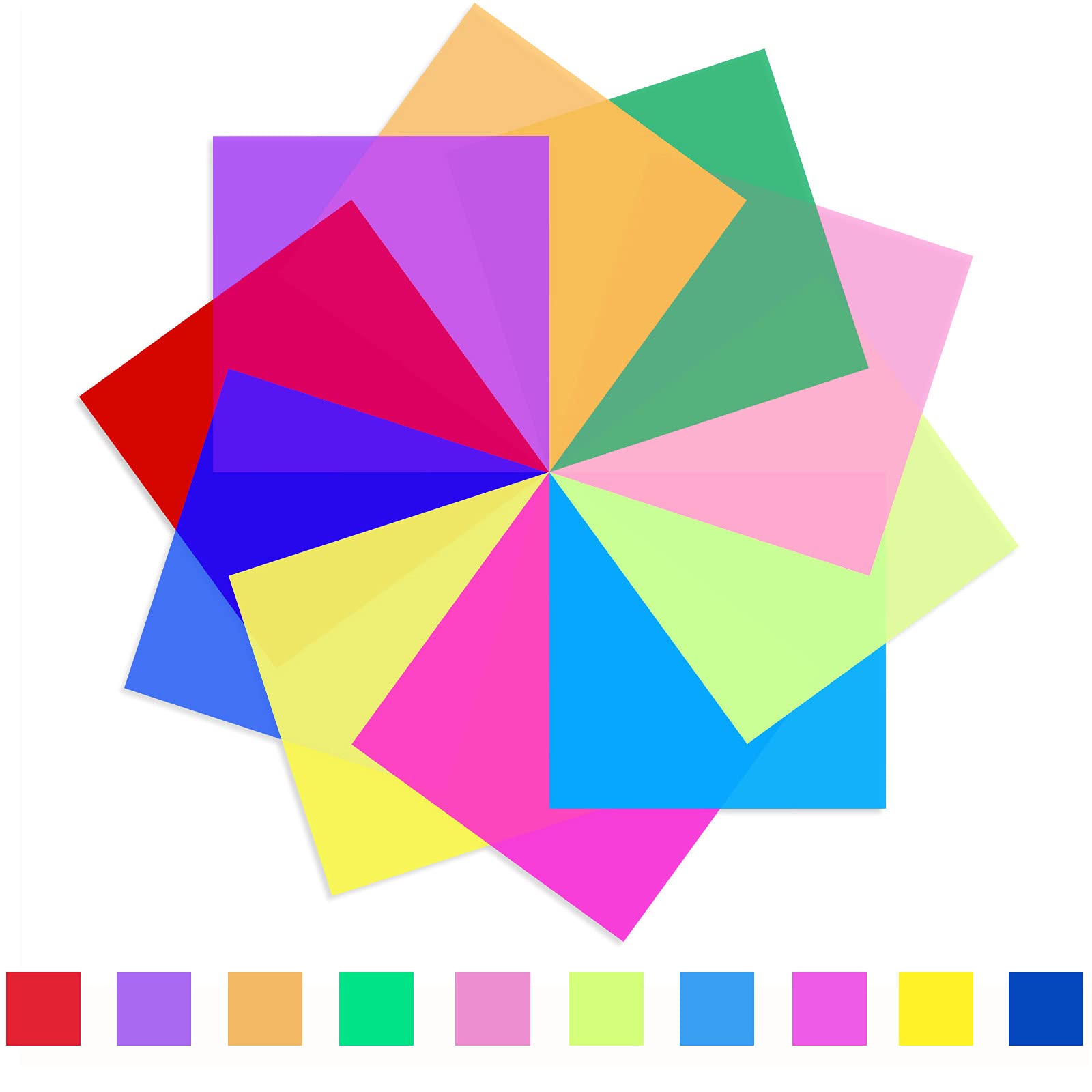 Sakolla 12 X 12 Inches Lighting Gel Filter   10 Pcs Transparent Color Filters Correction Gels For Lighting/Studio/Video/Recordin