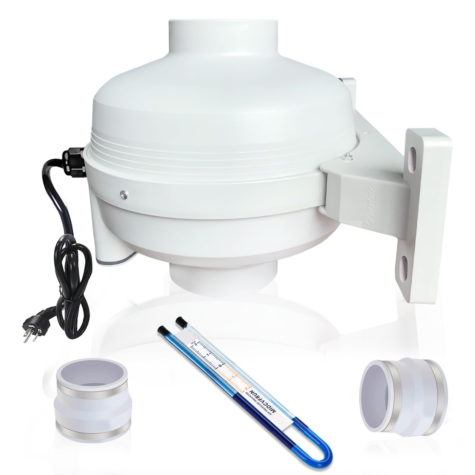 Dcfairfan 4X4 Inch Radon Installation Fan Kit, Radon Mitigation System Kit Inline Duct Fan Ip67 Waterproof, Indoor Outdoor Venti