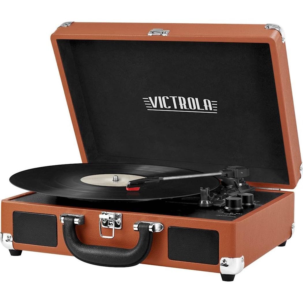 Victrola Vintage 3 Speed Bluetooth Portable Suitcase Record Player With Built In Speakers | Upgraded Turntable Audio Sound|Cogna