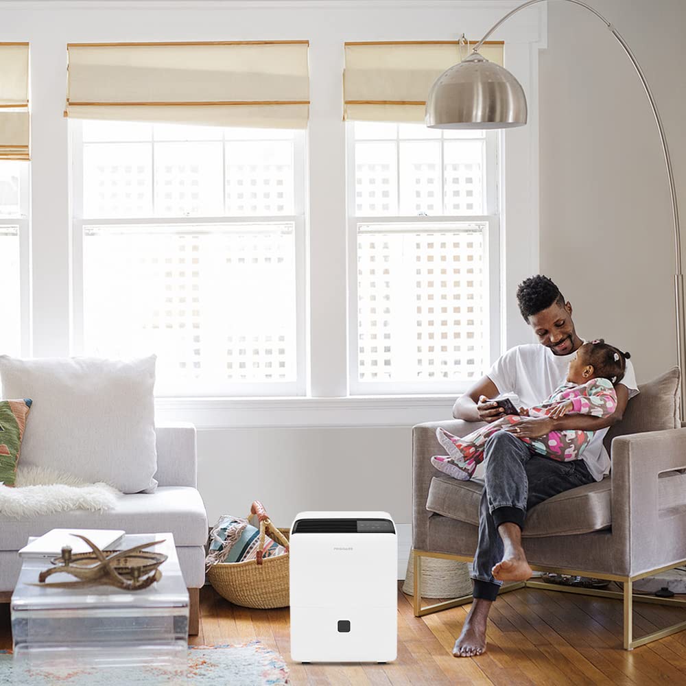 Frigidaire Ffad6022W1 Dehumidifier, High Humidity 60 Pint Capacity Dehumidifier With A Easy To Clean Washable Filter And Custom Humidity Control For Maximized Comfort, In White