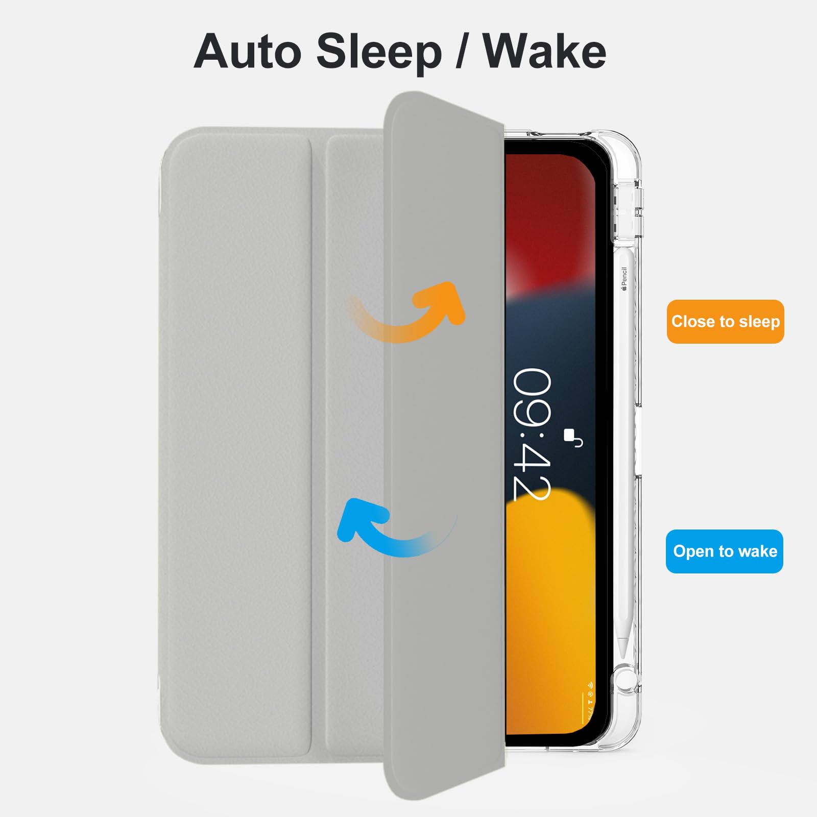 Mygroo For Ipad Air 11Inch Generation Case 2024/2025 M3/2 With Pencil Holder, Air5Th Generation Case, Slim Smart Cover With Clea