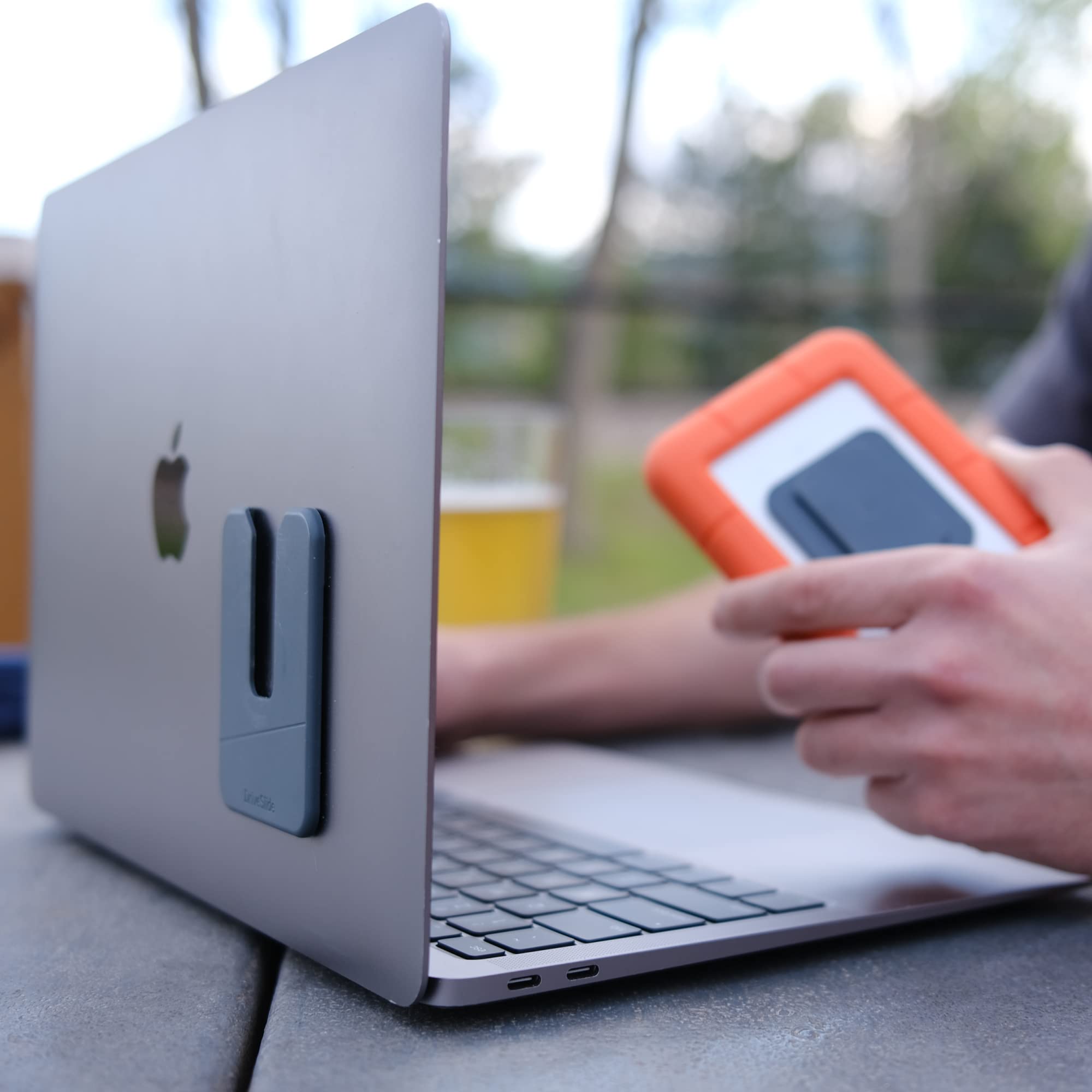 Driveslide   Aesthetic Portable Computer Mounted External Hard Drive And Hub Holder To Organize Laptop Workspace And Declutter C