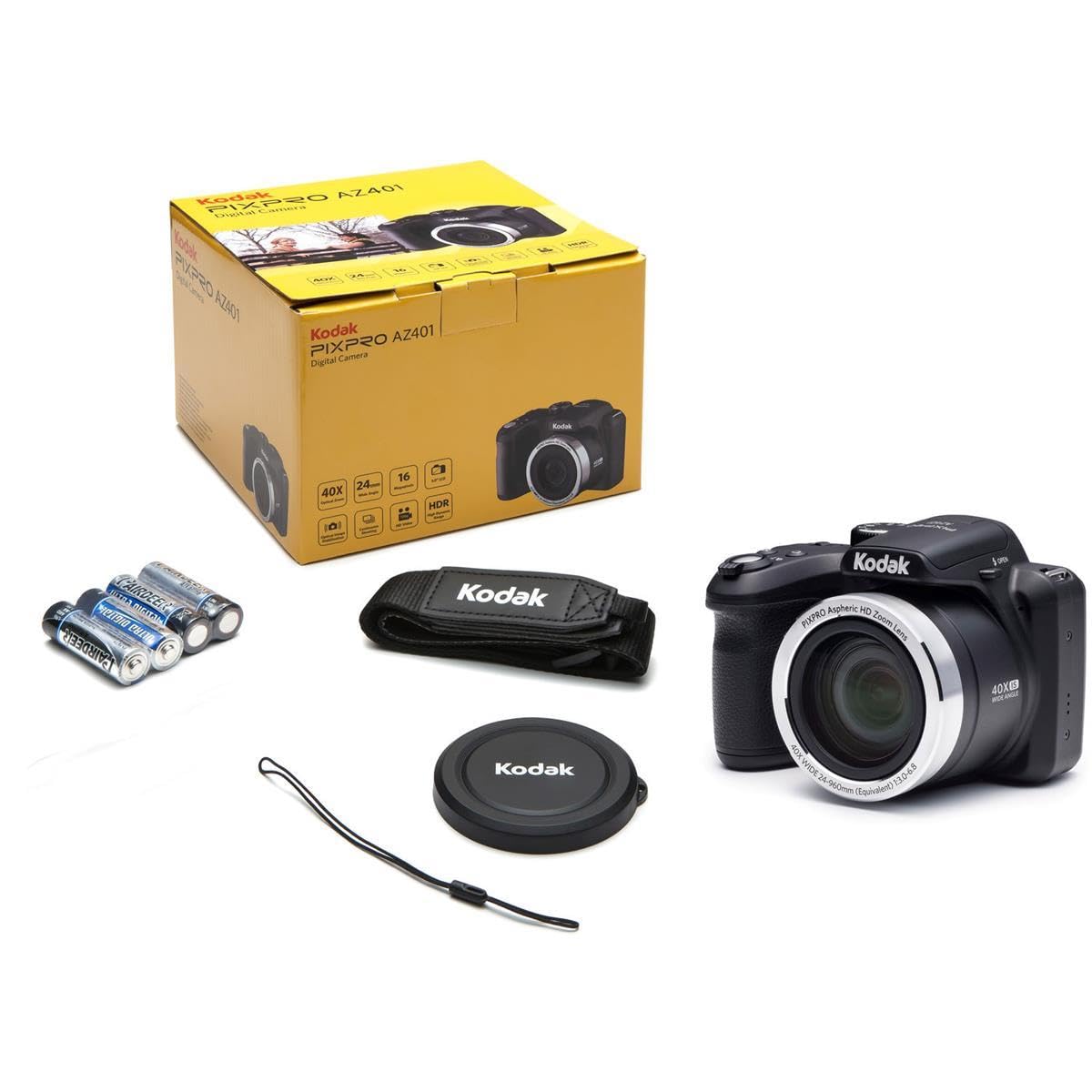 Kodak Pixpro Astro Zoom Az401-Bk 16Mp Digital Camera With 40X Optical Zoom And 3 Lcd (Black)