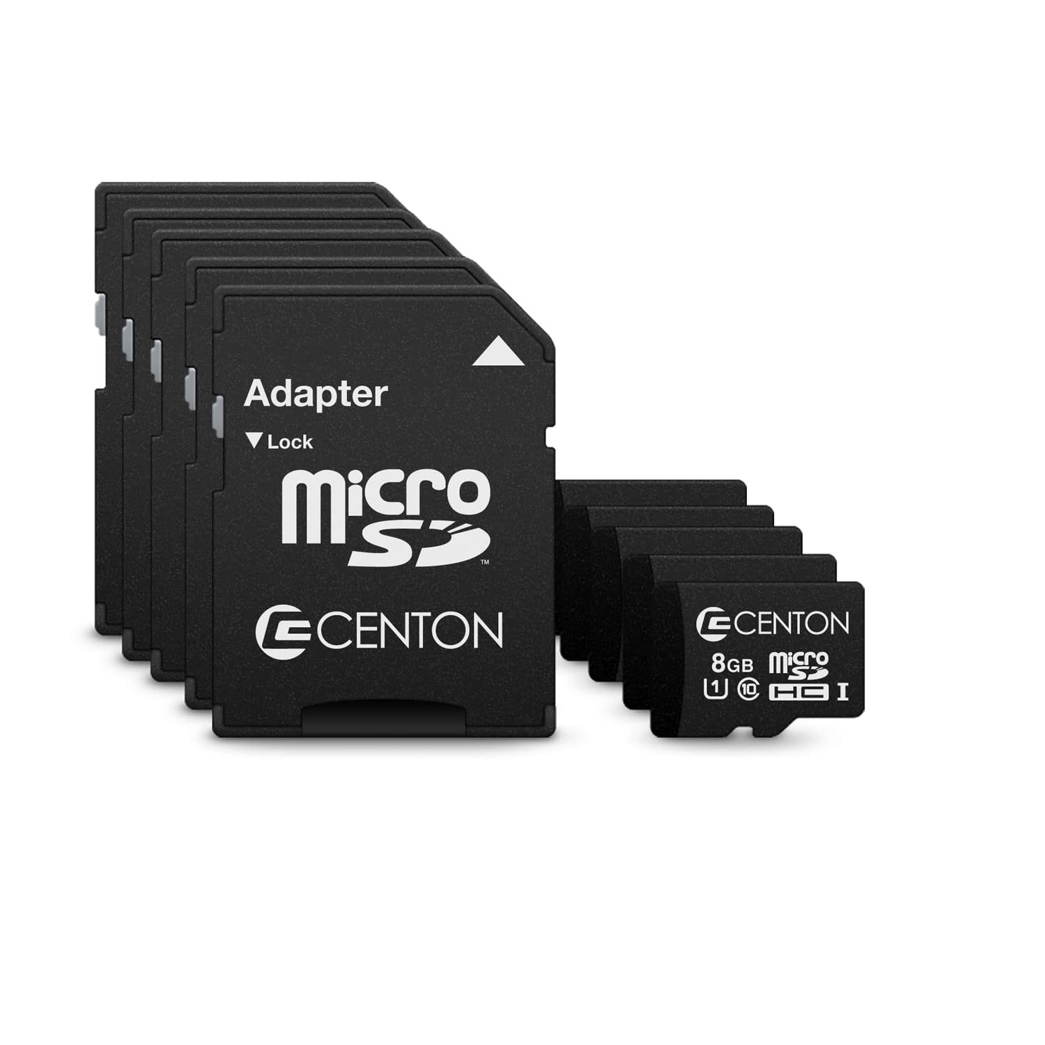 Centon S1-MSDHU1-8G-5-B Mp Essential Micro SDHC Card, UHS1, 8GB 5 Pack w/Adapter