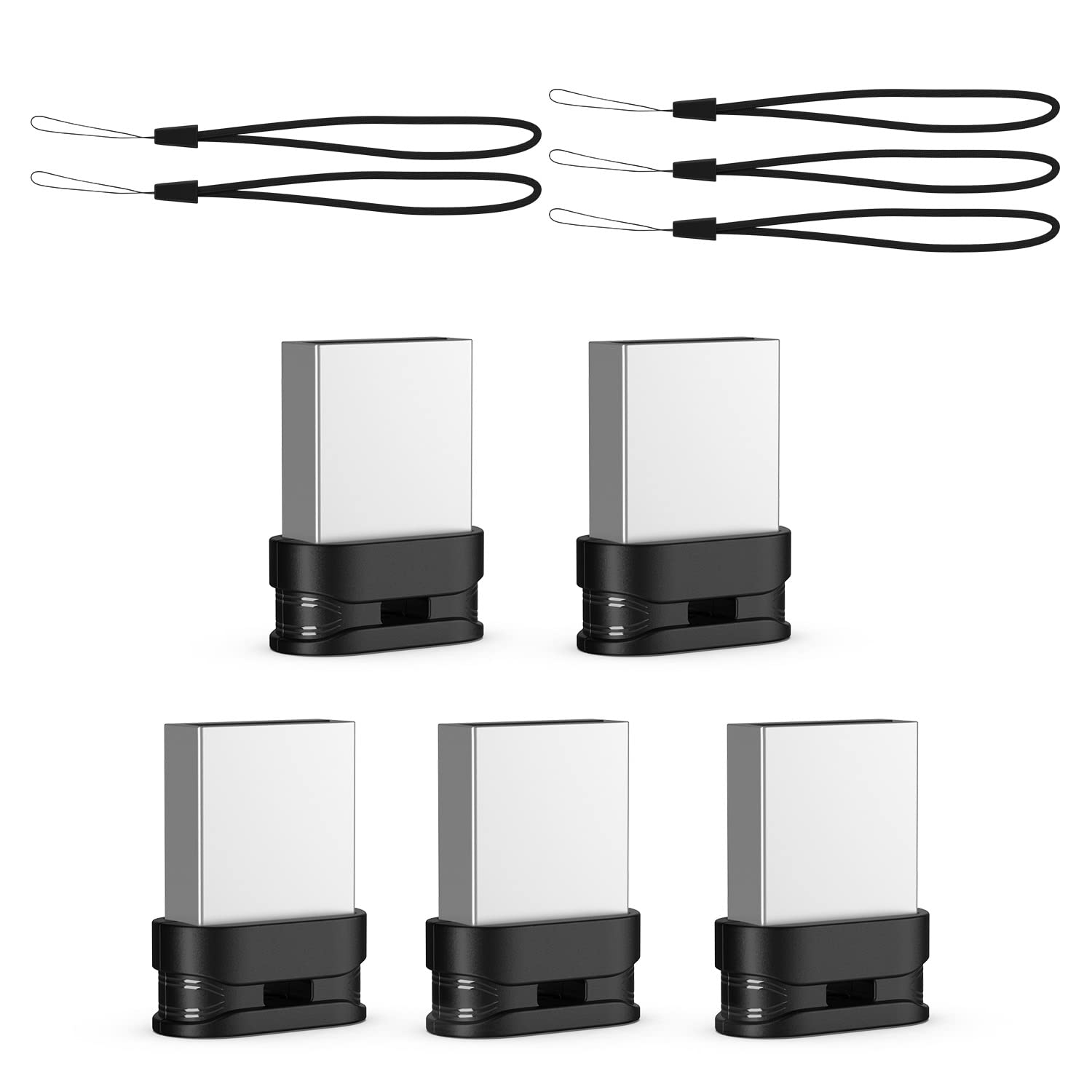 K&Zz 32Gb Ultra Slim Flash Drive 5 Pack 32 Gb Mini Usb Flash Drives With Portable Lanyard 32G Small Memory Stick Usb Drive Thumb Drives, Black