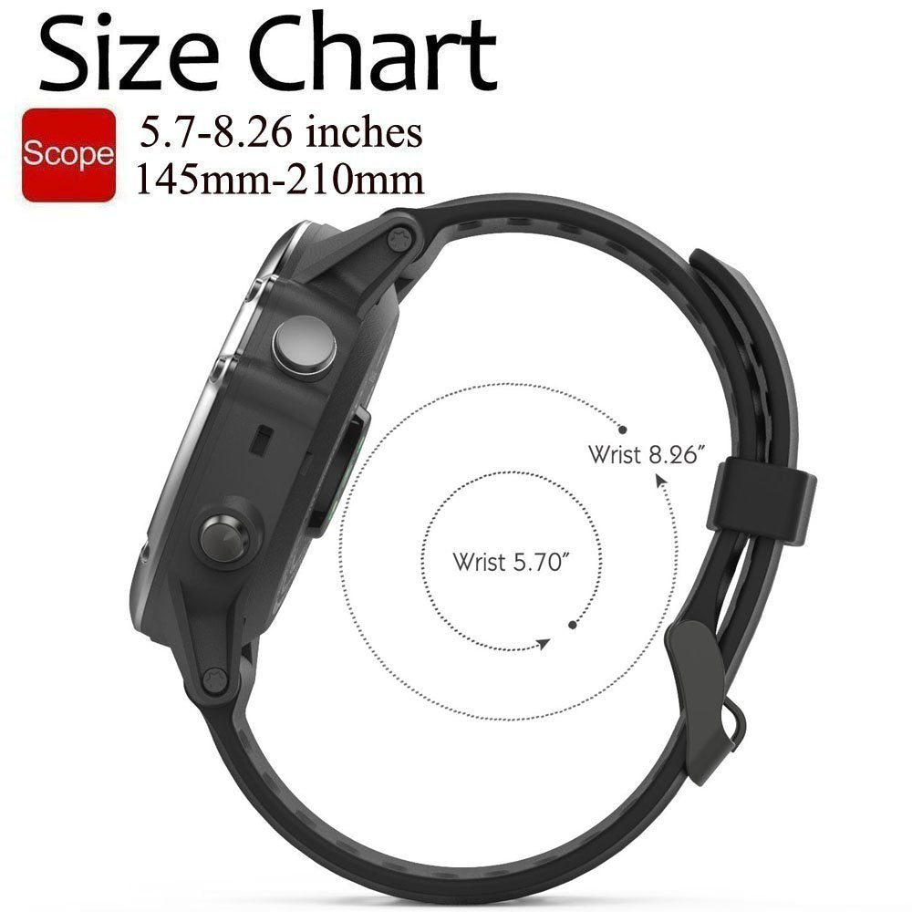 Qghxo Band For Garmin Fenix 3, Soft Silicone Replacement Watch Band Strap For Garmin Fenix 3 / Fenix 3 Hr Smart Watch (No Tracke