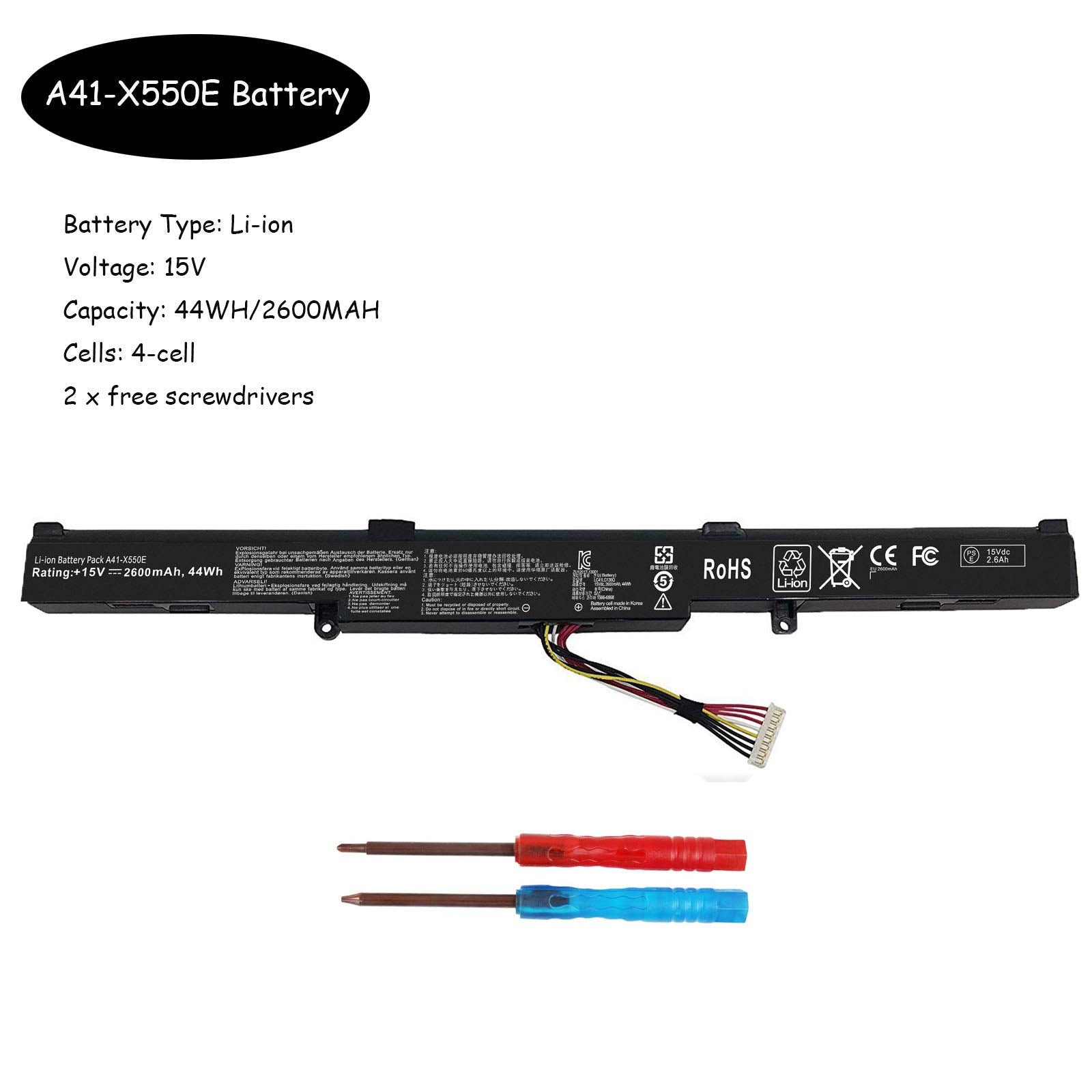 Vinpera A41 X550E Battery For Asus X450 X550 X550E X550L X550Lb X550V X550Z X550Za X751L K550 K550D F450 F450C X751M X750J X750J