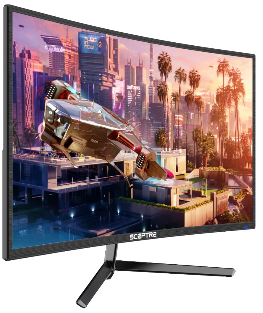 Sceptre 24 Inch Curved Gaming Monitor 1080P Up To 165Hz Displayport Hdmi 99% Srgb, Amd Freesync Build In Speakers Machine Black