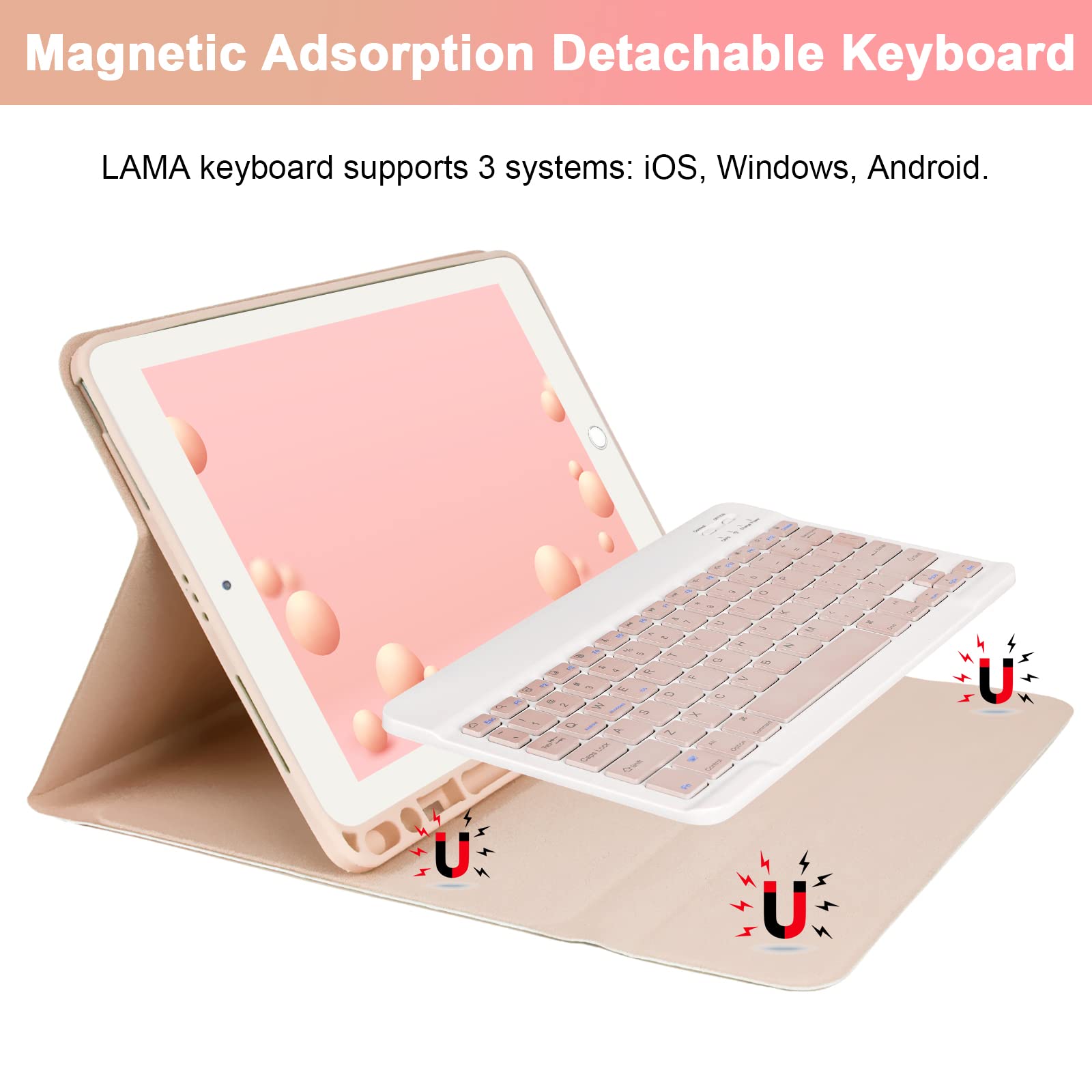 Lama Keyboard Case For 10.2 Inch Ipad, Wireless Case With Keyboard With Pencil Holder For Ipad 10.2&10.5 Inch(9Th 2021/8Th 2020/