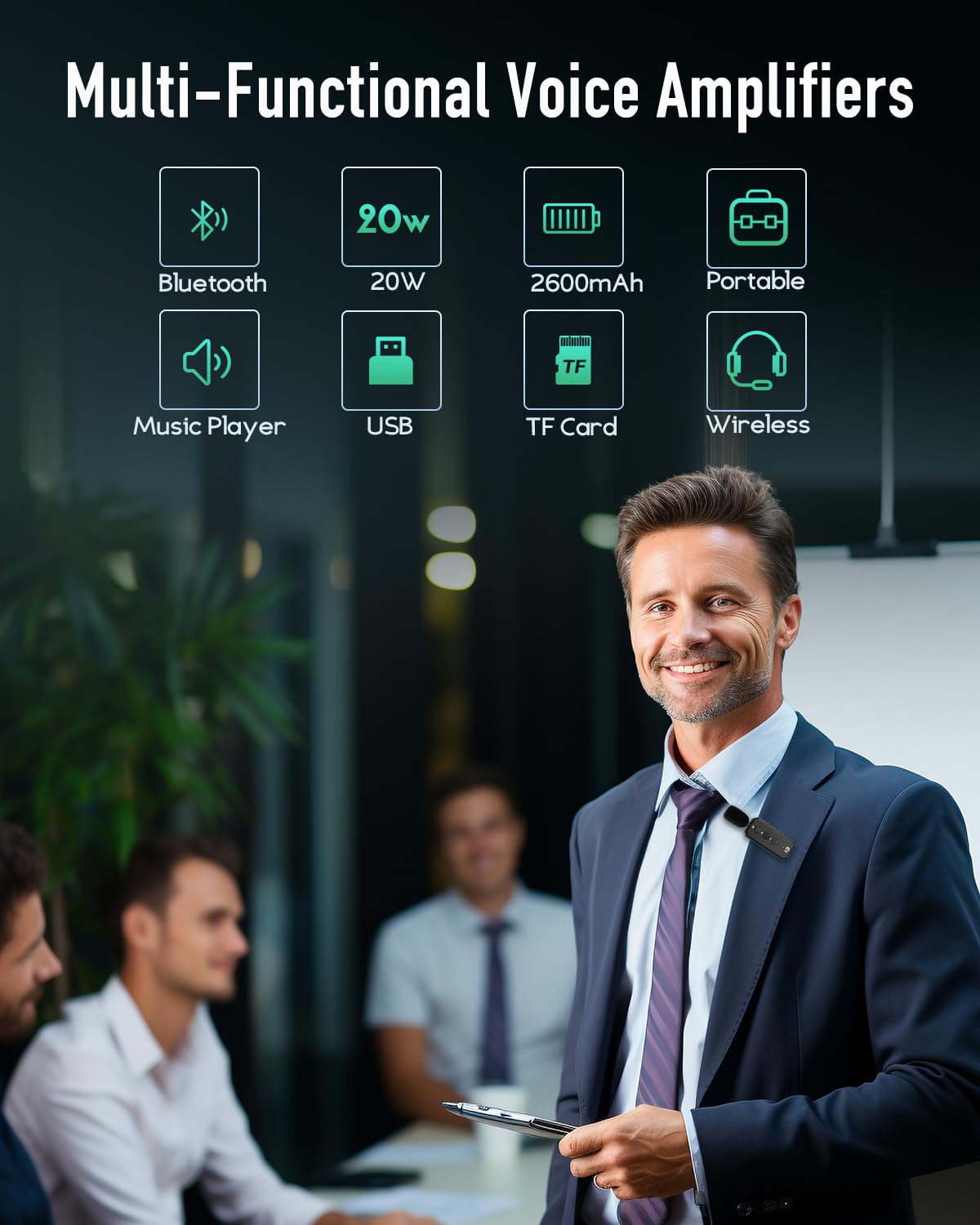 Shidu 20W Voice Amplifier Wireless Lavalier Microphone Bluetooth Voice Amplifier For Teachers Portable Microphone With Speaker F