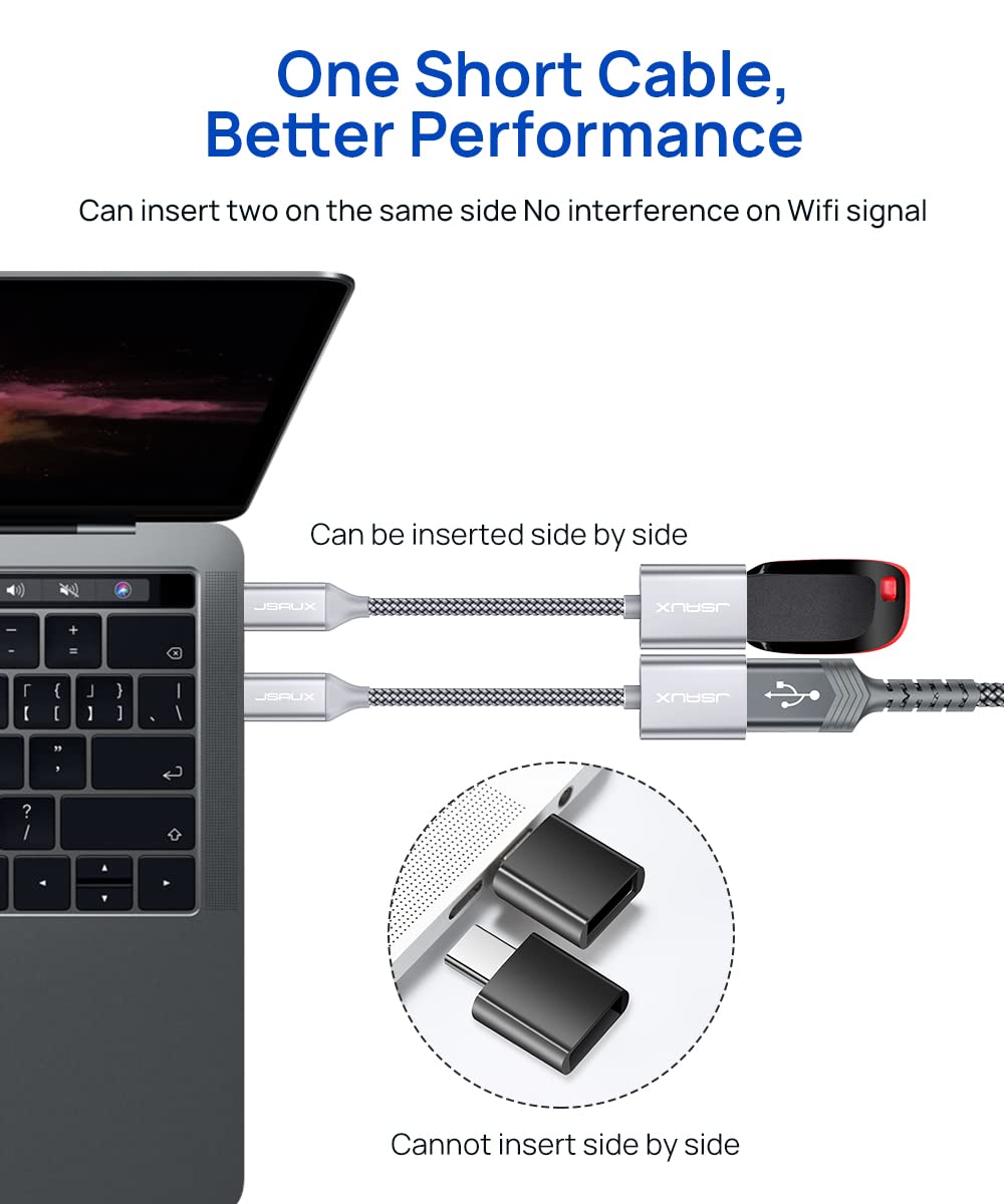 Jsaux Usb C To Usb Adapter [2 Pack], Usb Type C Male To Usb 3.0 Female Otg Cable Thunderbolt3 To Usb Adapter Compatible With Mac