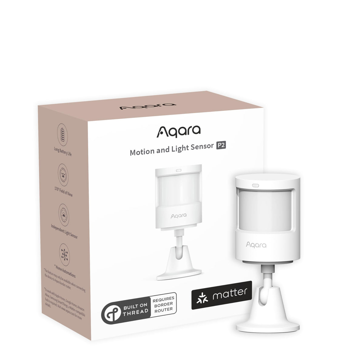 Aqara Motion And Light Sensor P2, Matter Over Thread, Requires 2-In-1 Matter Controller & Thread Border Router, Motion Detector 