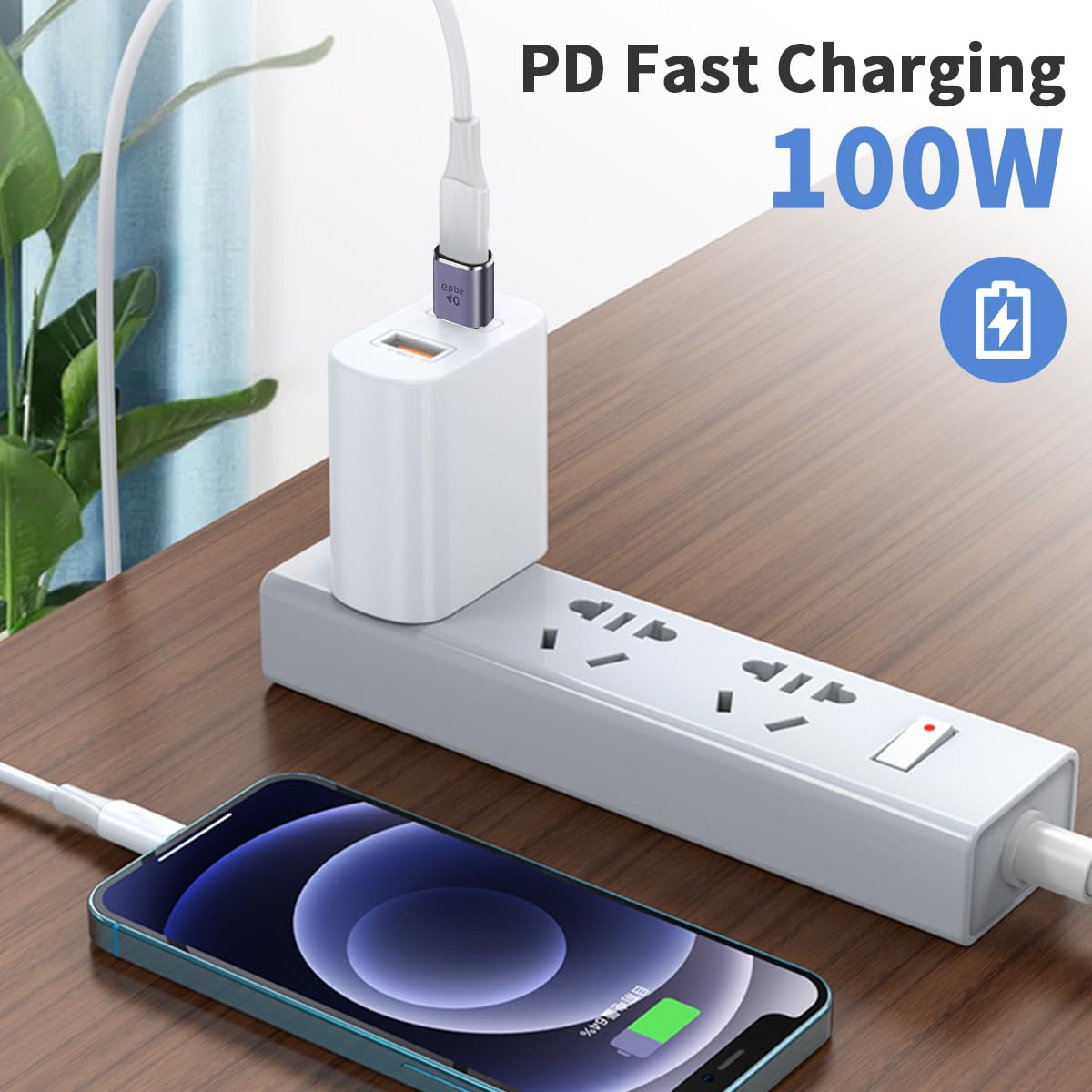 Duttek Usb C Extension Adapter 100W, Right Angle Usb C Adapter 40Gbps, Up&Down, Middle Bend And Side Bend 90 Degree Usb C, Type