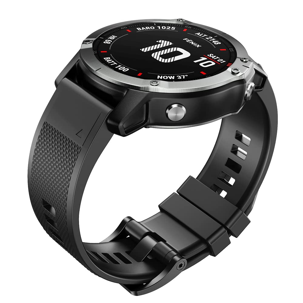 Ancool Compatible With Fenix 7X Band, Easy Fit 26Mm Silicone Watch Bands Repalcement For Garmin Fenix 5X/Fenix 6X/Fenix 7X/Desce