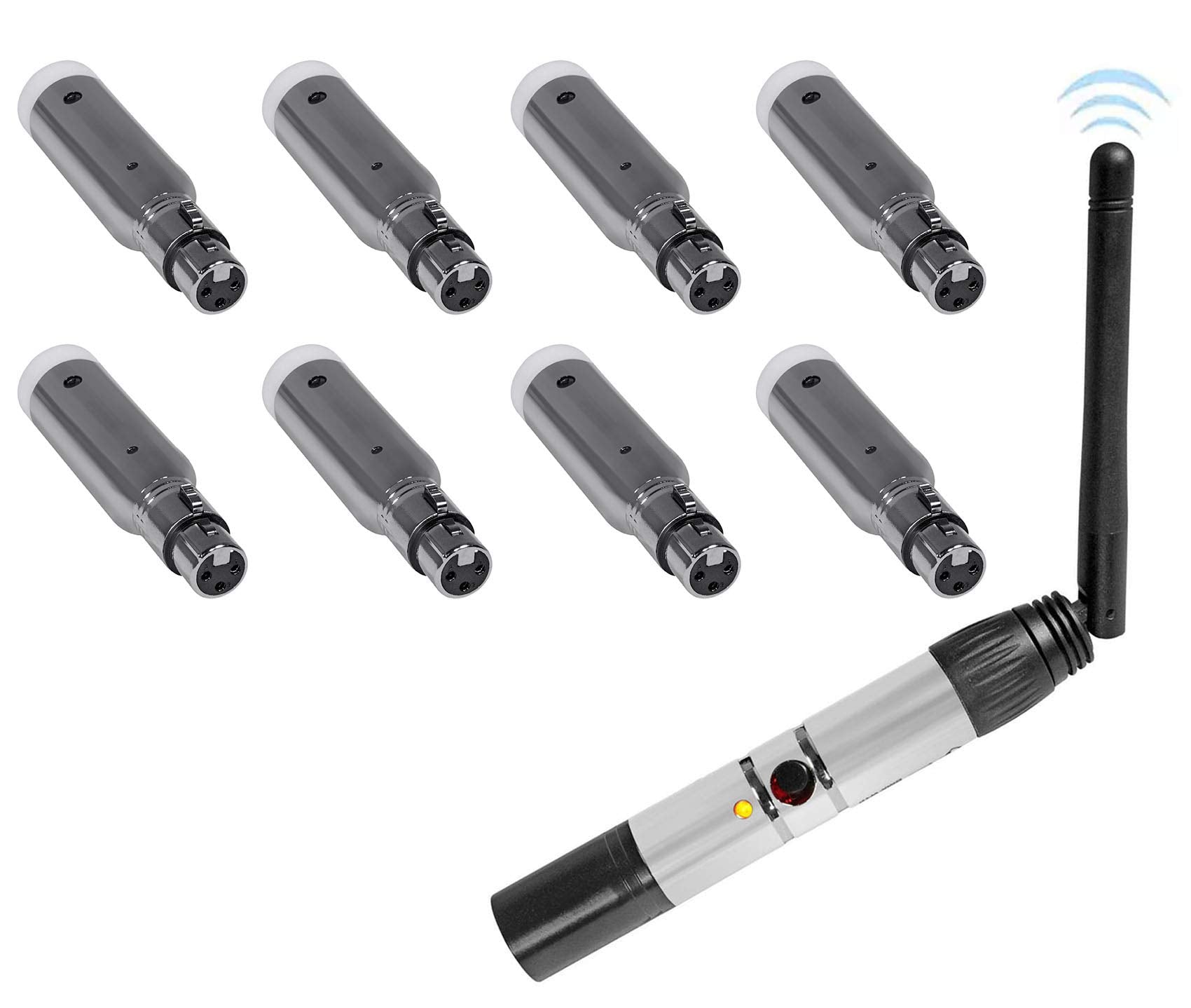 Rockville DMXWTR Wireless DJ DMX Lighting Transmitter+8) Rechargeable Receivers