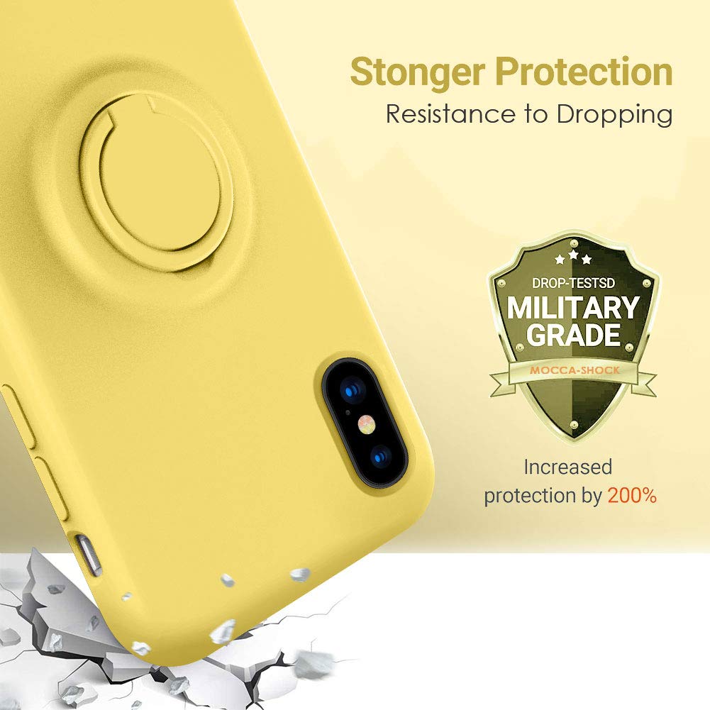 Mocca For Iphone Xs Max Silicone Case With Kickstand | Anti Scratch Full Body Shockproof Protective Case For Iphone Xs Max   Yel