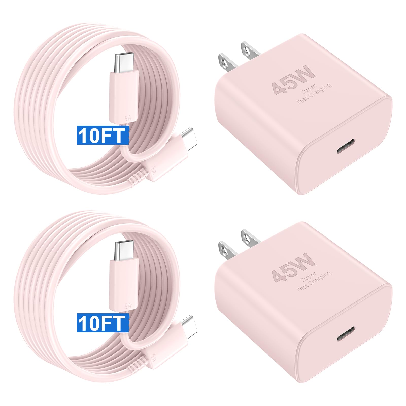 16 Pro Max Charger Fast Charging,45W Phone 16 Charger Usb C Super Fast Charger Block &10Ft Long Type C Charger Cable Cord For Ph