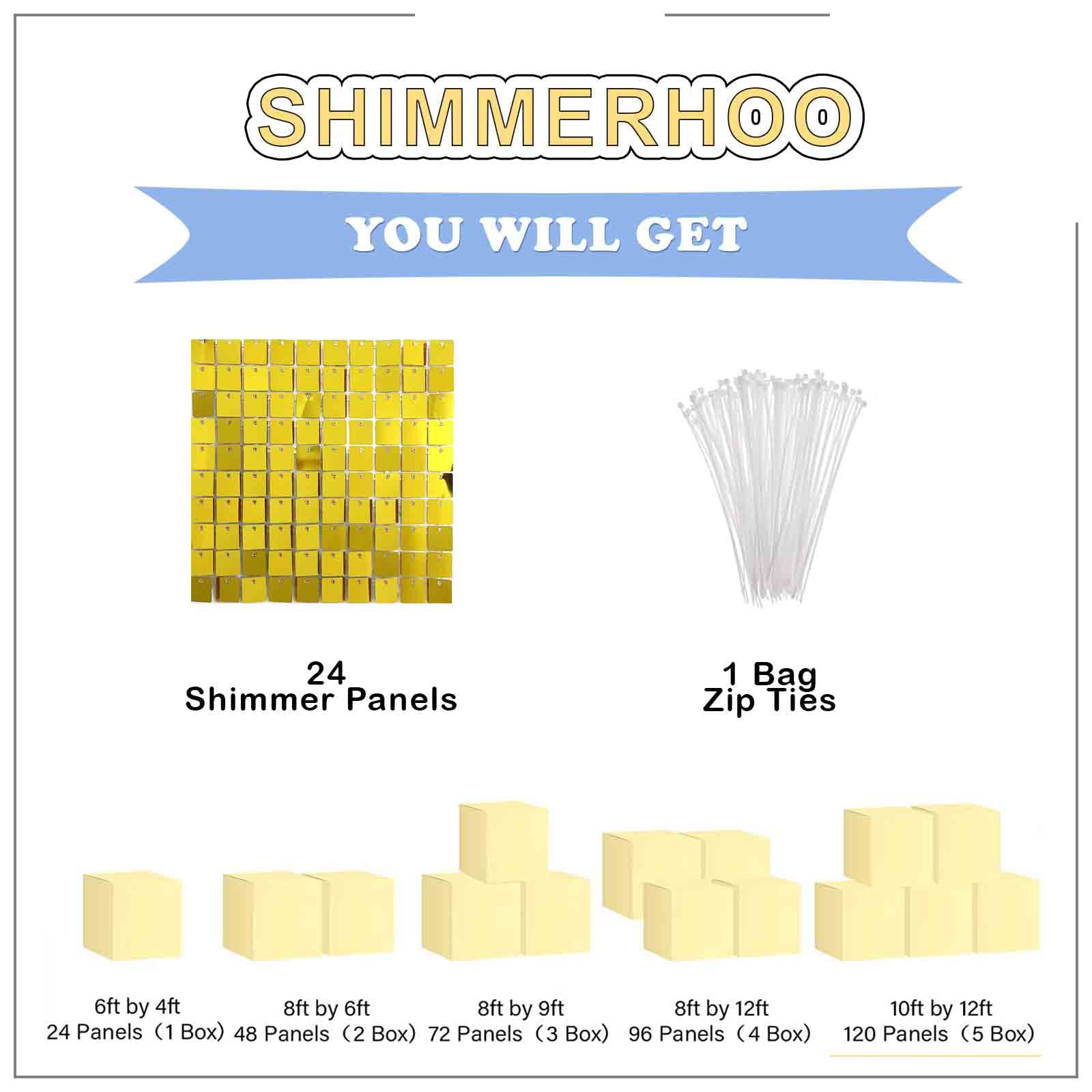 Shimmer Wall Backdrop   24Pcs Decorations Panel | Wedding, Birthday, Anniversary, Engagement & Bridal Shower Party Decor Panel (