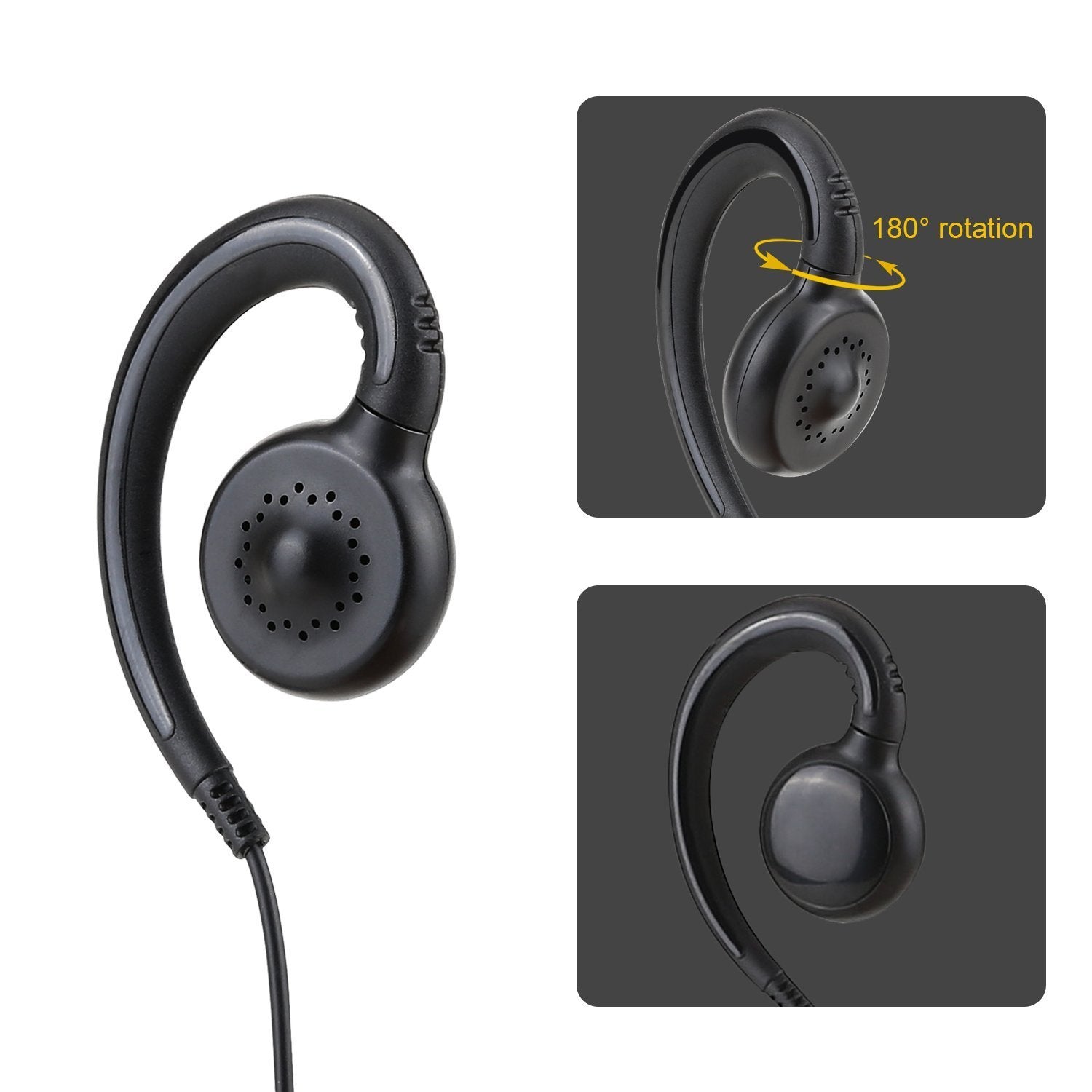 Hwayo Walkie Talkie Swivel Earpiece With Microphone And Ptt For Motorola Two Way Radio   Motorola Swivel Earpiece Compatible With Walkie Talkies Cls1410, Cls1100, Hkln4604A (4 Pack)