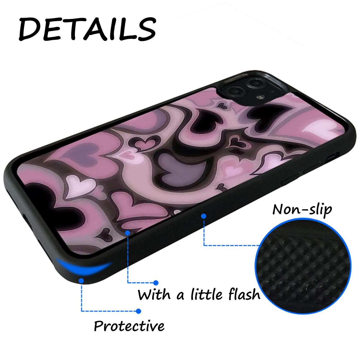 MOKENS iPhone 13 Phone Case Protective Plastic Purple Pink Heart