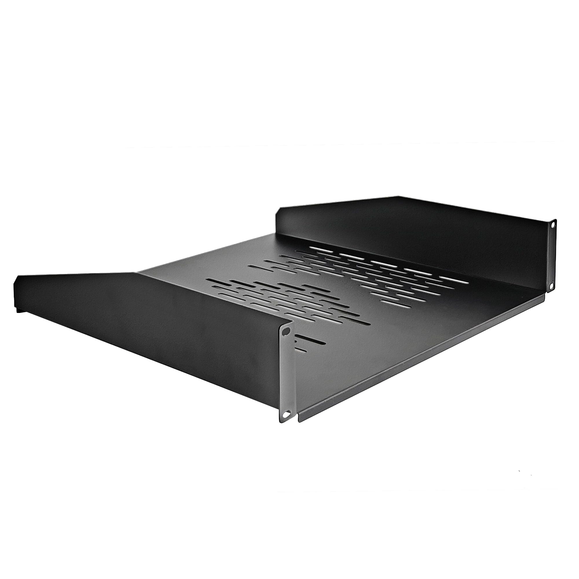 RIVECO 19    2U Rack Shelf Server Cabinet Mount Vented Cantilever Tray for Network Equipment, 18 Inches 45 CM Depth, Black