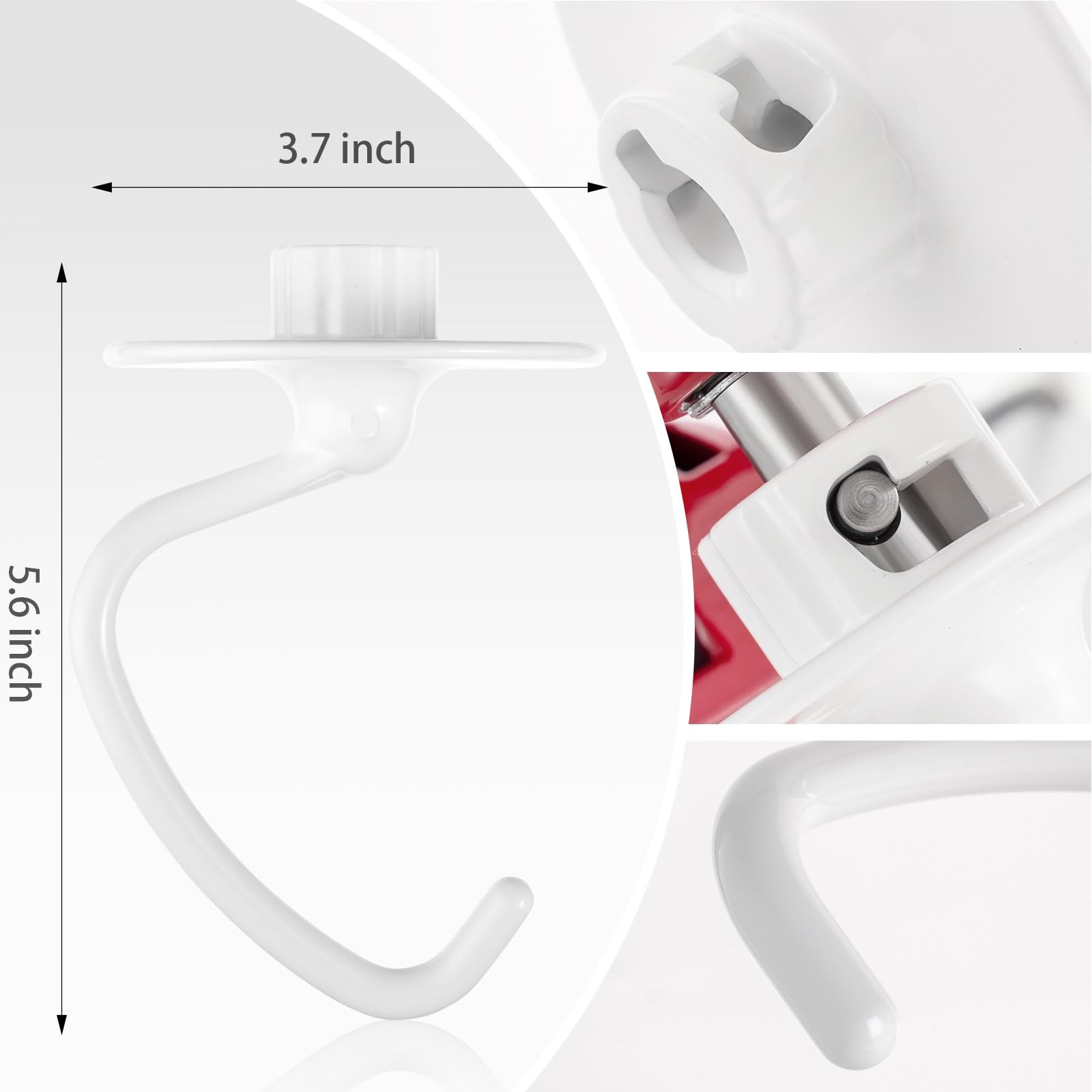 K45Dh Coated Dough Hook For Kitchenaid Mixer, Attachment For Kitchen Aid K45 K45Ss Ksm90 Ksm150 Tilt Head Stand Mixers, 4.5/5.0
