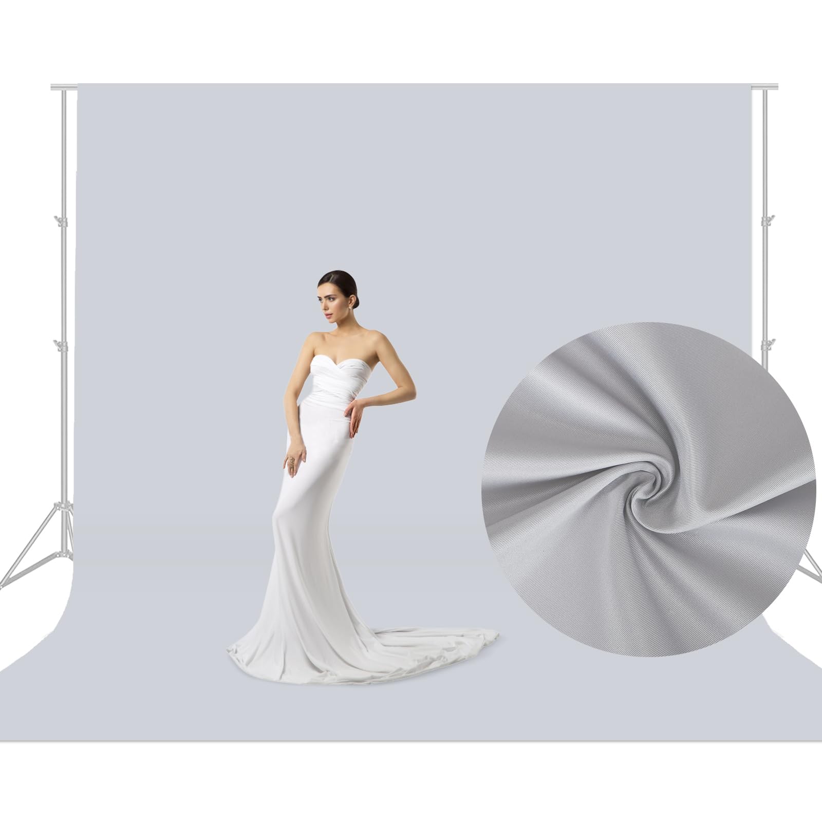 Aimosen 10X10 Ft Gray Backdrop Background For Photography Large Photo Backdrop Curtain Drapes, High Density Gray Screen Backdrop