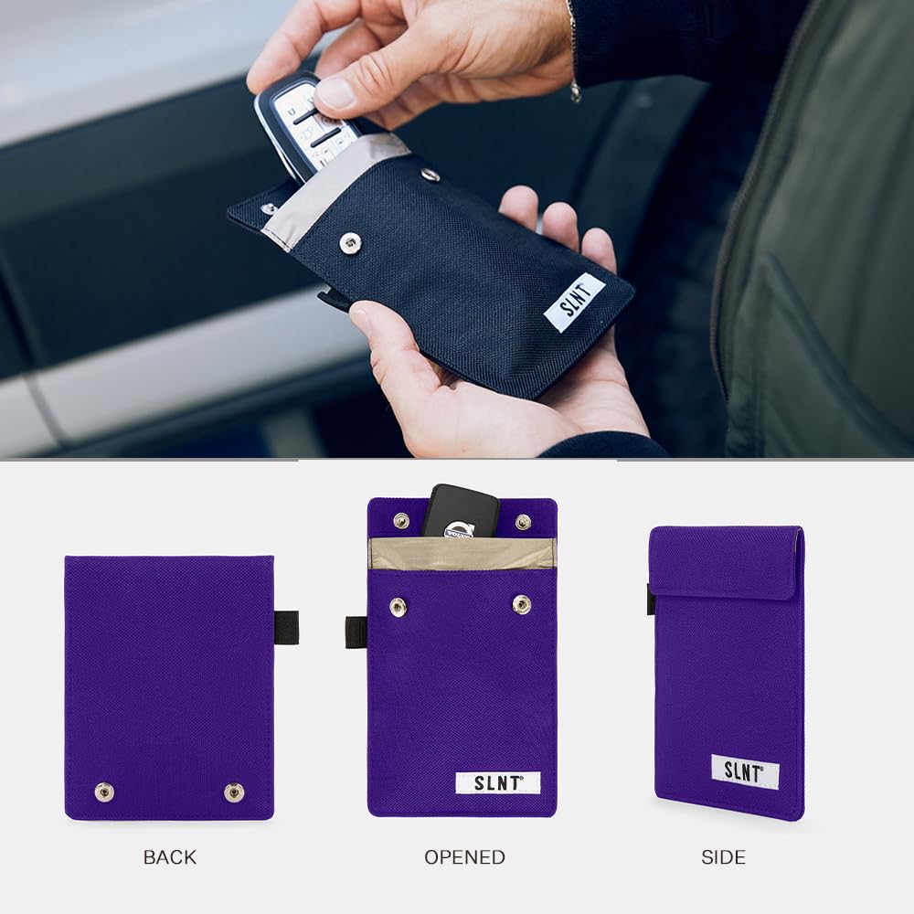Slnt Signal Blocking Faraday Key Fob Case With Silent Pocket   Car Anti Theft Device Shields Against All Signal Types, Includes