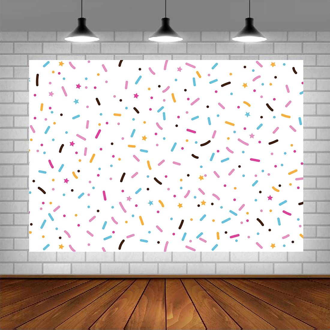 Lofaris Vinyl Donut Birthday Backdrop, White, 5X3Ft, Baby Shower, Newborn, Kids Party Decorations