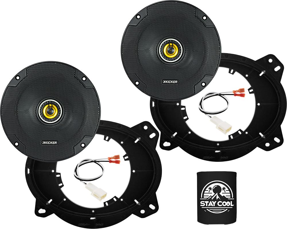 KICKER Front Door 6.5 Speakers Kit for Toyota Tundra (Crew Cab) 2007-2013 Upgrade Kit - Pair of CS Series 6 1/2 Inch Coaxial Spe