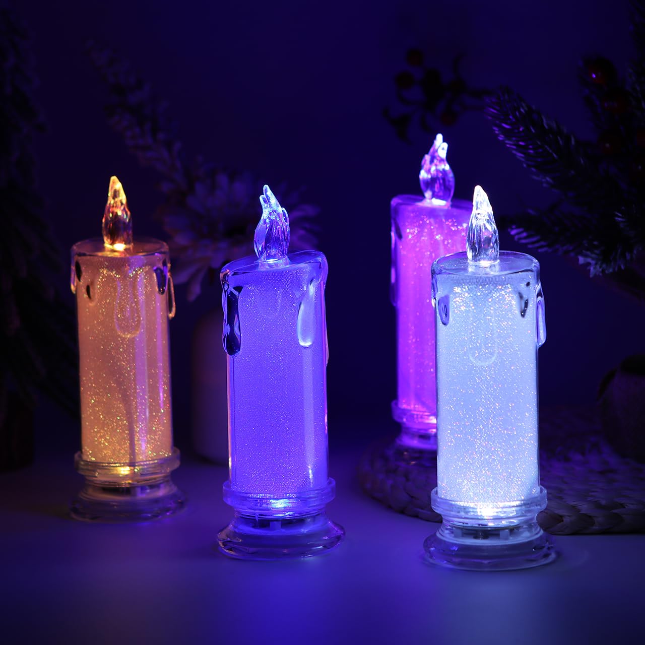 Klexcol Led Flameless Candles Set Of 2, Rechargeable Operation, Candle Flickering, Electric Decorative Column And Remote Control