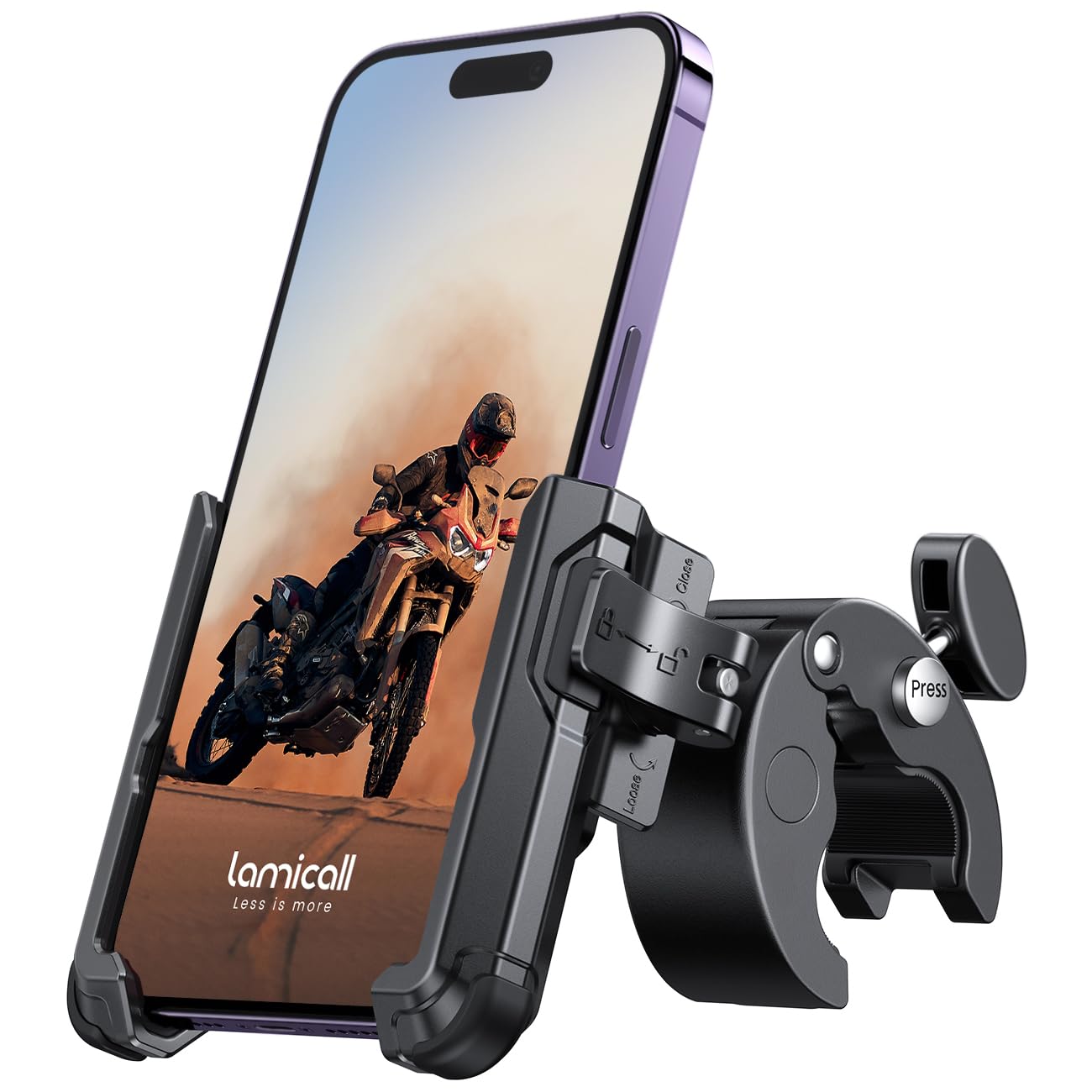 Lamicall Motorcycle Phone Mount Holder   [Camera Friendly] [1S Lock] 2023 Bike Phone Holder Handlebar Clamp, Bicycle Scooter Pho