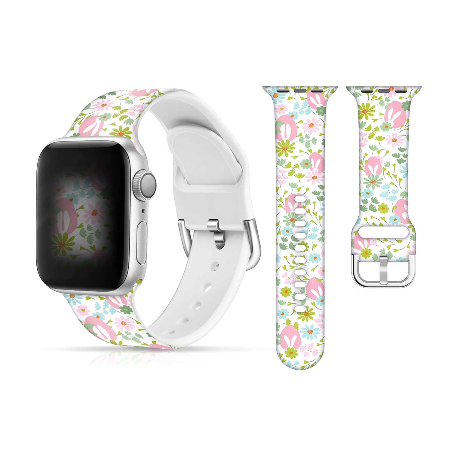 Rabbit Watch Band Compatible With 44Mm Apple Watch Bands For Women 42Mm 45Mm Soft Silicone Wristbands Replacement Strap With Cla