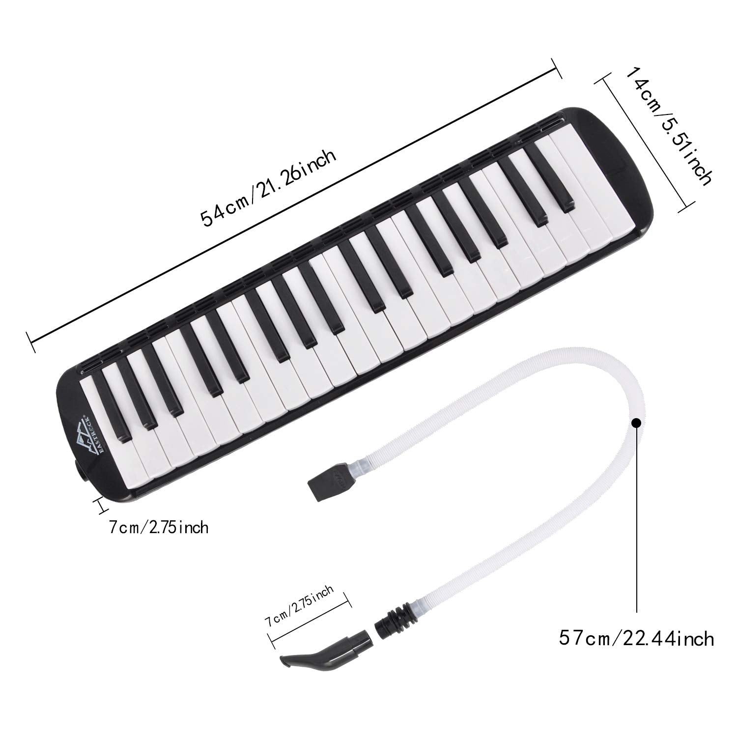 Eastrock 37 Key Melodica Instrument, Air Piano Keyboard Soprano Style,Pianica With Mouthpiece Tube Sets And Carrying Bag, Black