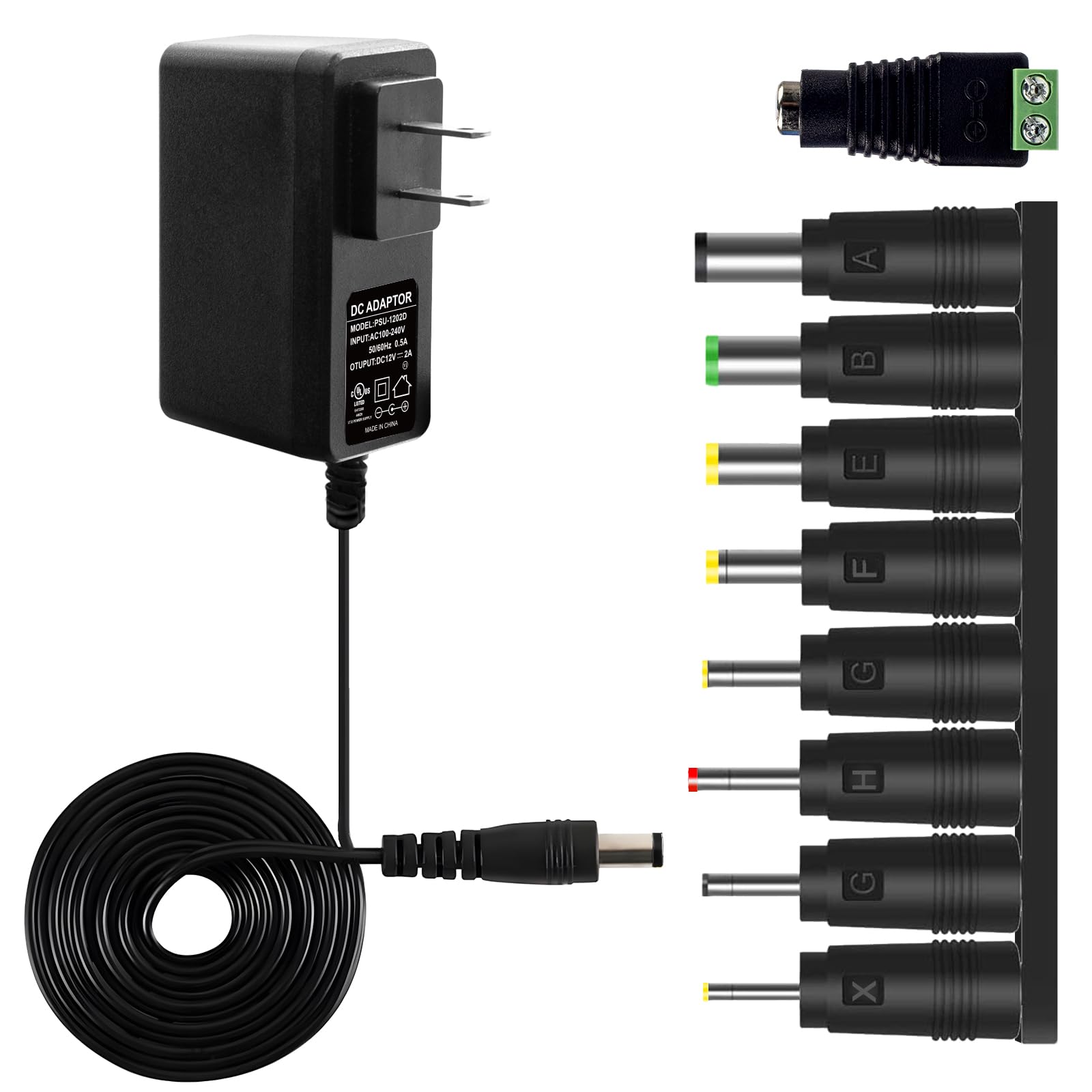 (Real 2A) Dc 12V Power Supply,12 Volt 2000Mah Ac Adapter W/ 9 Tips For Cctv Cameras, Router, Dc Cord   120Vac To 12Vdc,4Ft Dc Cord W/5.5Mm X 2.1Mm Barrel Plug, Ul Listed,By Centropower