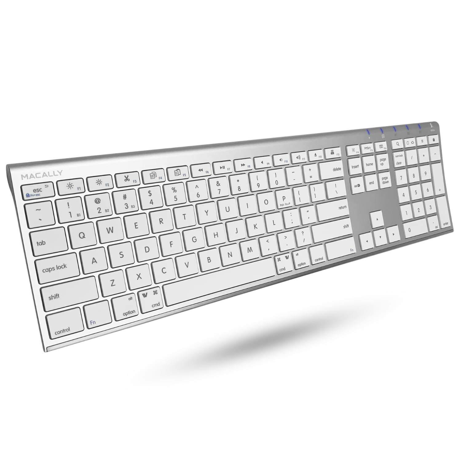 Macally Bluetooth Keyboard for Mac, Compatible Apple Keyboard Wireless with Numeric Keypad - Multi Device Keyboard for MacBook P