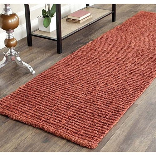Safavieh Natural Fiber Collection 26 X 10 Rust Nf447C Handmade Chunky Textured Premium Jute 075 Inch Thick Runner Rug