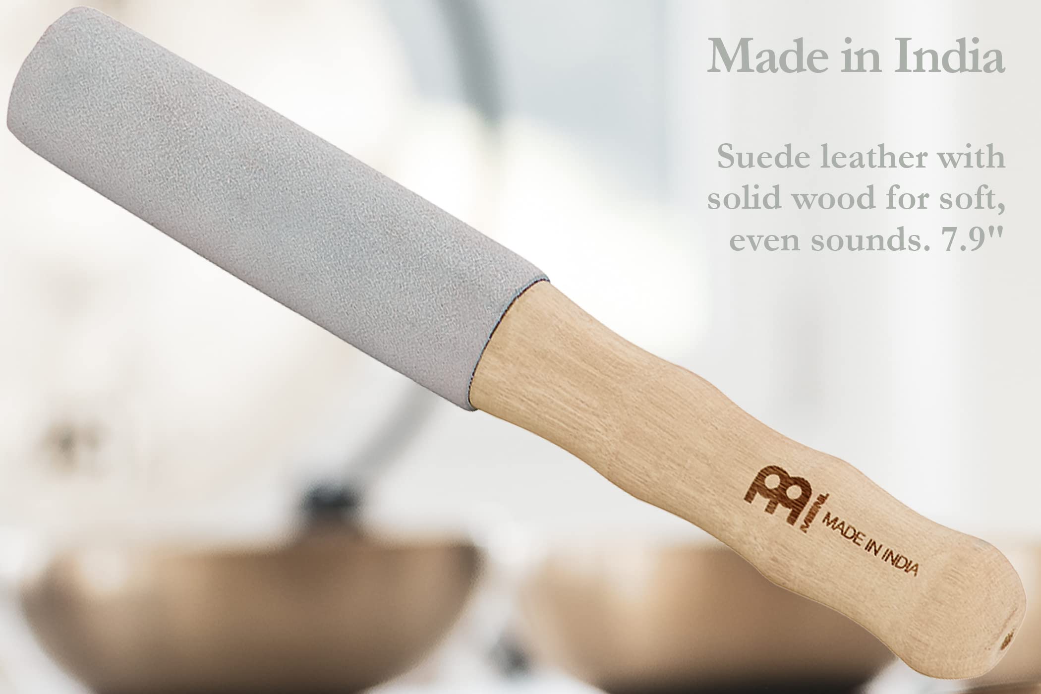 Singing Bowl Resonant Mallet Striker, Leather Finish With Wood Body   Made In India   For Meditation, Sound Healing Therapy And