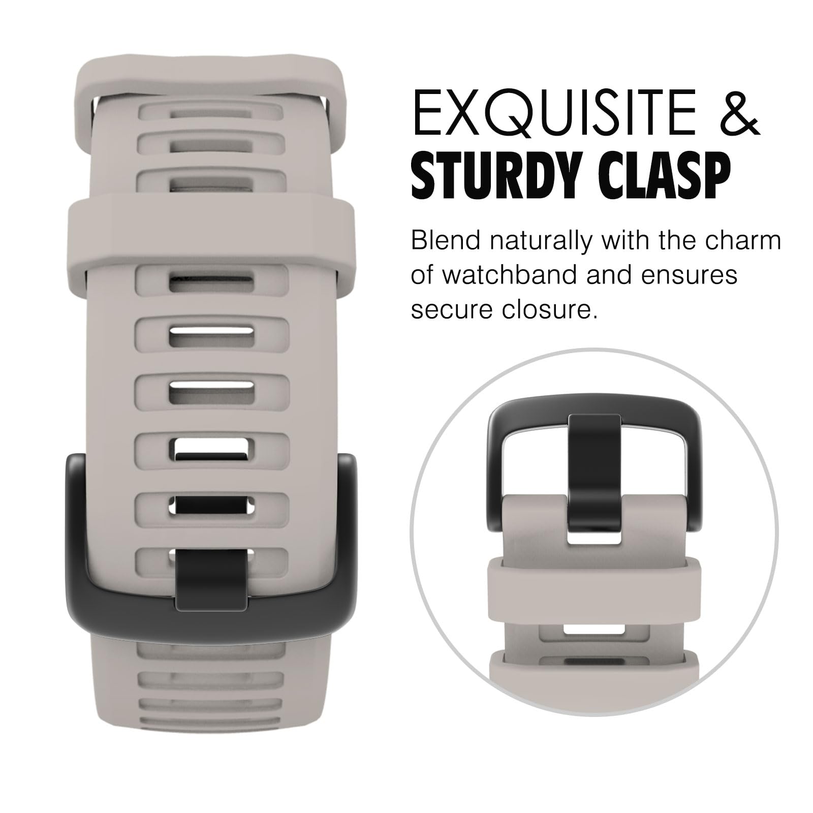 Moko 2Pack Watch Strap Compatible With Garmin Instinct Esports/Solar/Tactical/Tide Military Watch,Silicone Adjustable Replacemen