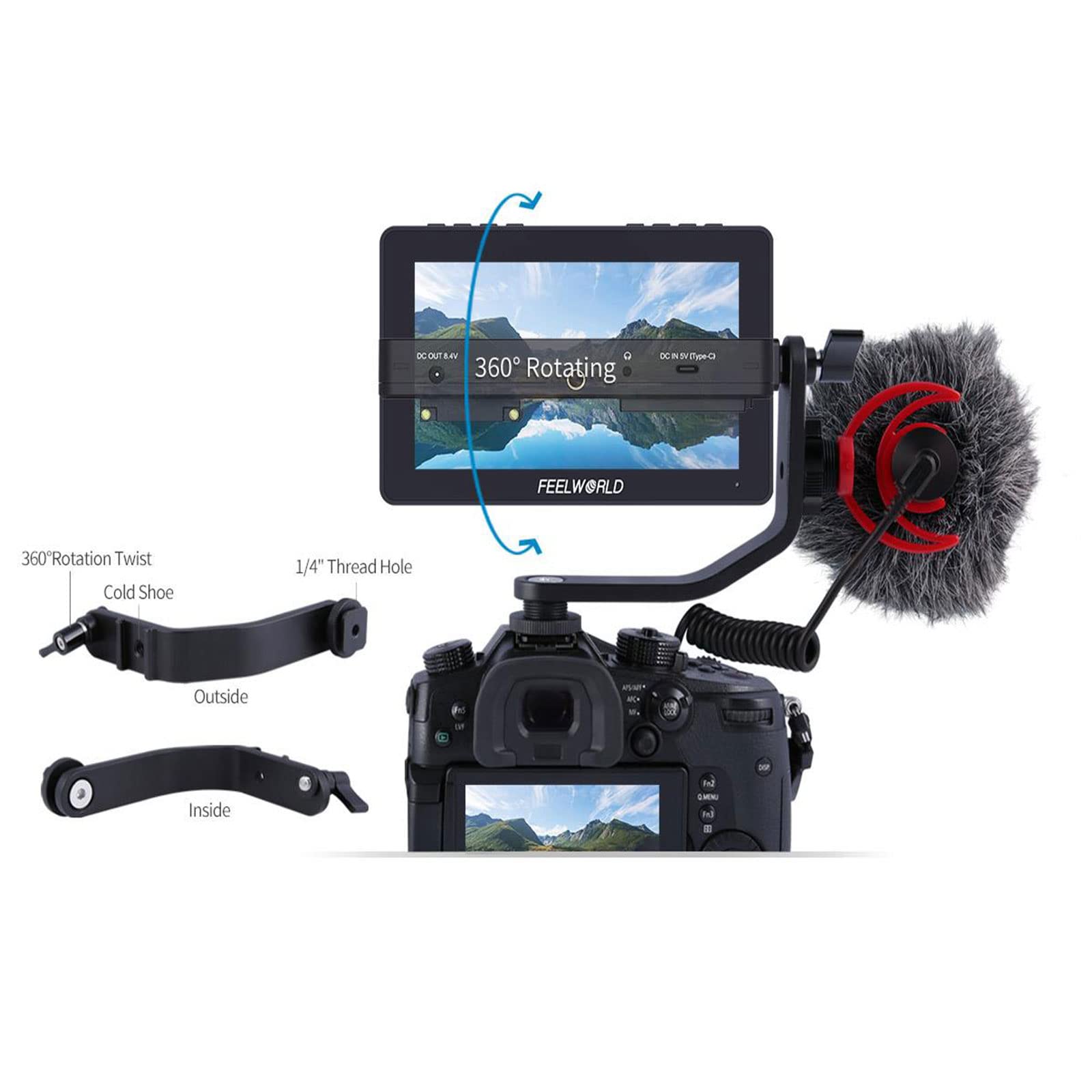 Feelworld F5 Pro V4 6 Inch Touch Screen Dslr Camera Field Monitor With 3D Lut,Ips Fhd 1920X1152 With F970 Install And Power Kit