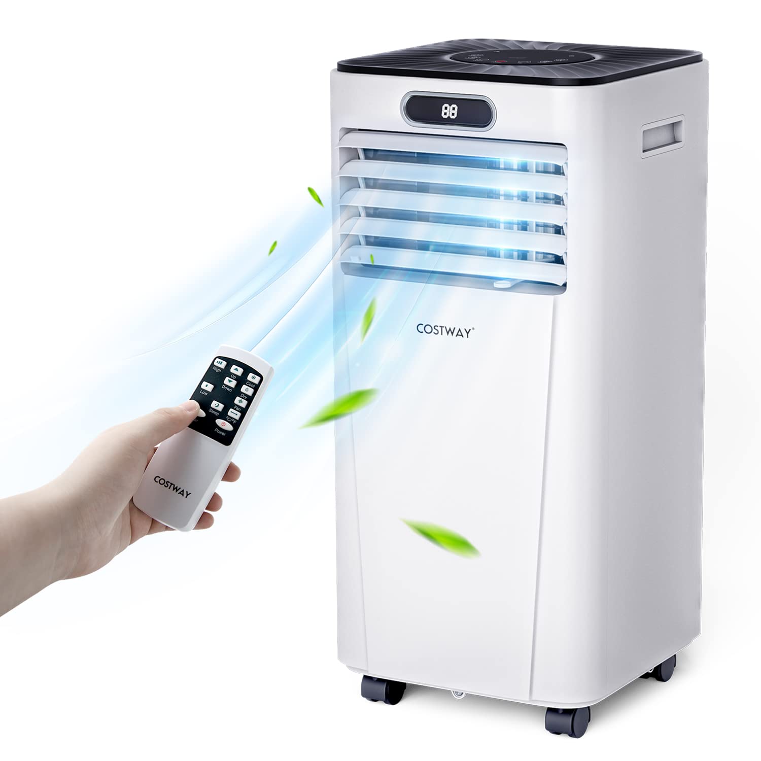 Costway Portable Air Conditioner, 10000Btu Air Cooler With Drying, Fan, Sleep Mode, 2 Speeds, 24H Timer Function, Remote Control