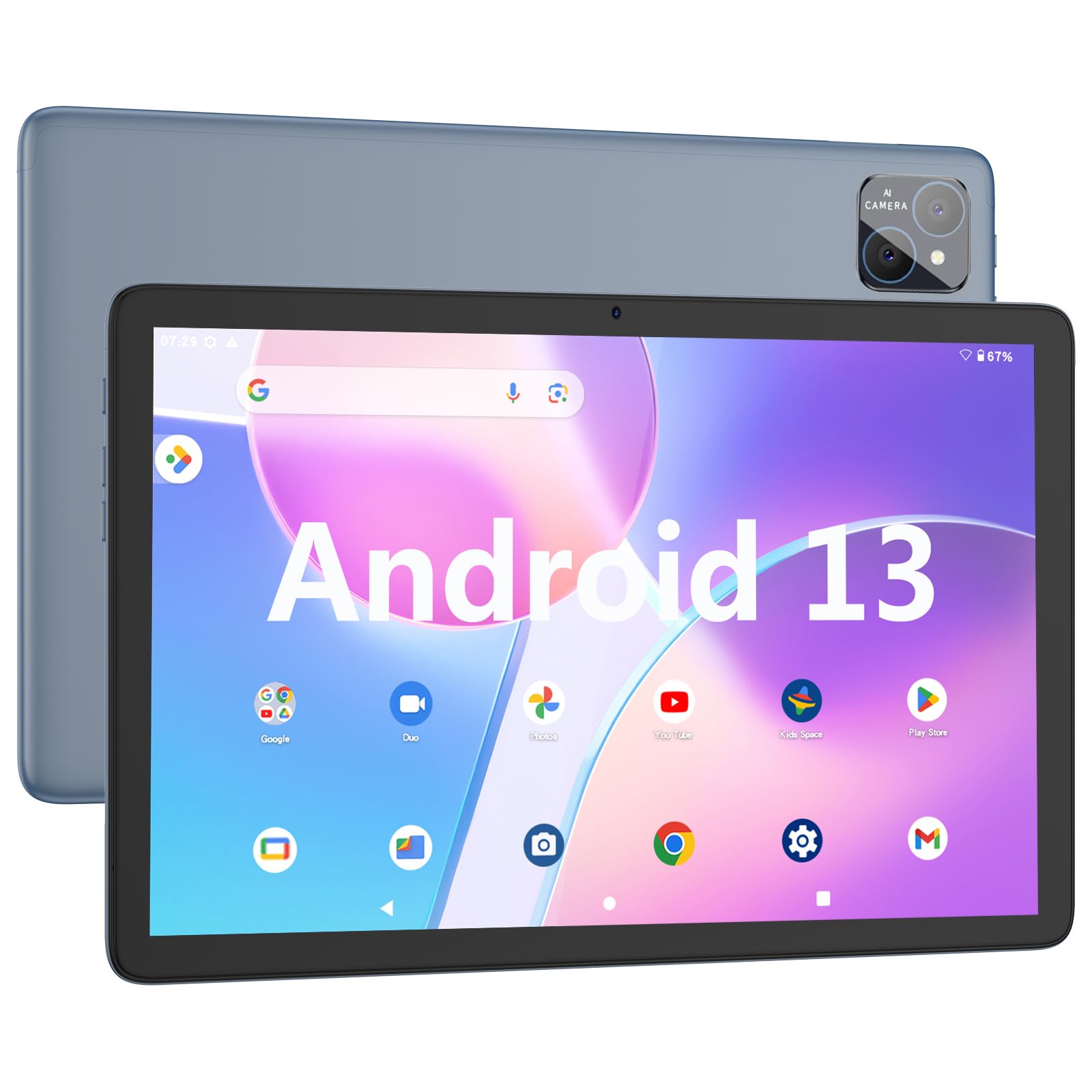 Pritom Tab12 10 Inch Phone Tablet Android 13, 5Ghz Wifi, Octa Core, 12Gb Ram(6Gb Expend), 128Gb Rom, 4G Network Tablet With Sim 