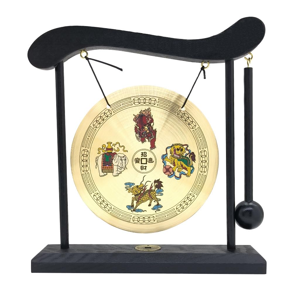 Hooshing Brass Gong Feng Shui Desktop Zen Art Home Decor Housewarming Congratulatory Lucky Blessing Gift