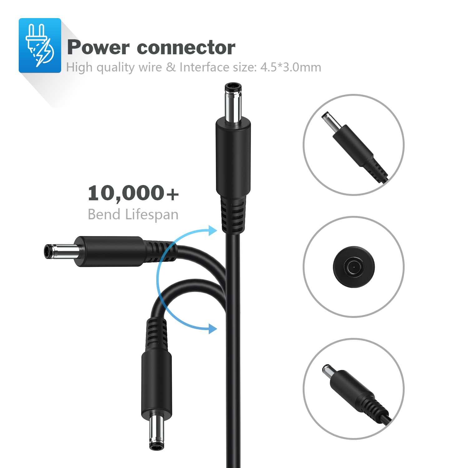 45W Laptop Charger For Dell Inspiron 15 3000 5000 15 3552 3555 3558 3565 3567 5551 5552 5555 5558 5559 5565 5567 5568 5578 7558 7568 7569 7579 19.5V 2.31A Ac Adapter Power Supply Cord