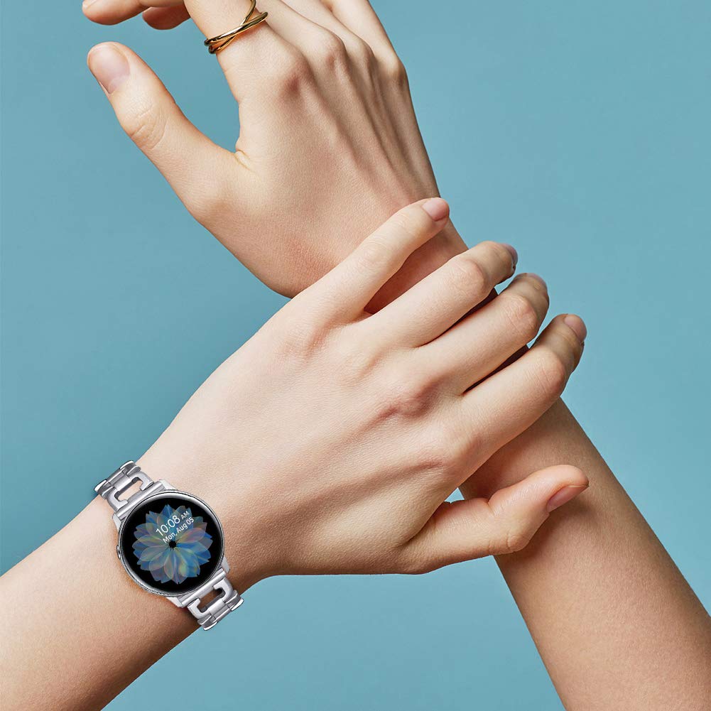 Joyozy Stainless Steel D Shaped Watch Bands For Galaxy Watch Active 40Mm/Active2(40Mm)(44Mm)/Galaxy Watch(42Mm),Metal D Chain Ba