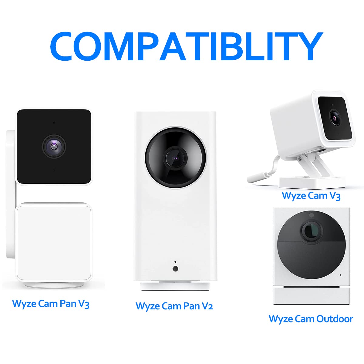 Wall Mount For Wyze Cam Pan V3 And Wyze Cam V4 And V3, 2 Pack 360 Degree Swivel Adjustable Bracket For Wyze Camera System (Wyze Camera Is Not Included)