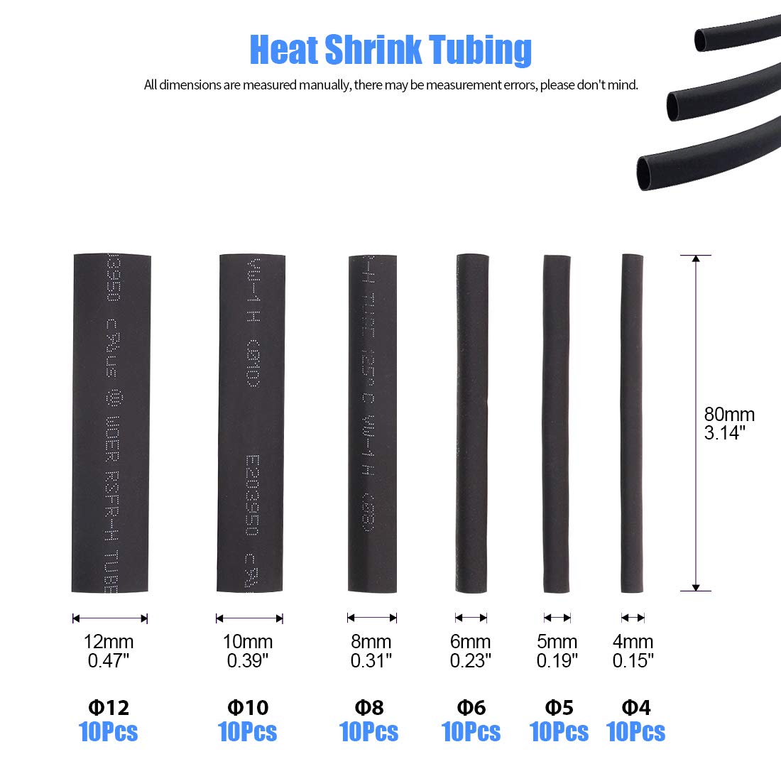 Glarks 300Pcs Open Barrel Wire Crimp Copper Ring Lugs Wire Crimp Terminal Connectors Ot 5A 10A 20A 30A 40A 50A 60A 100A With Hea